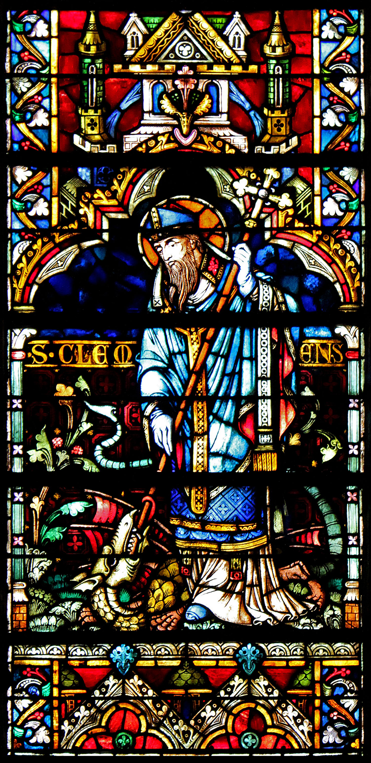 St. Clément de Metz, the first bishop of Metz, fighting with th…