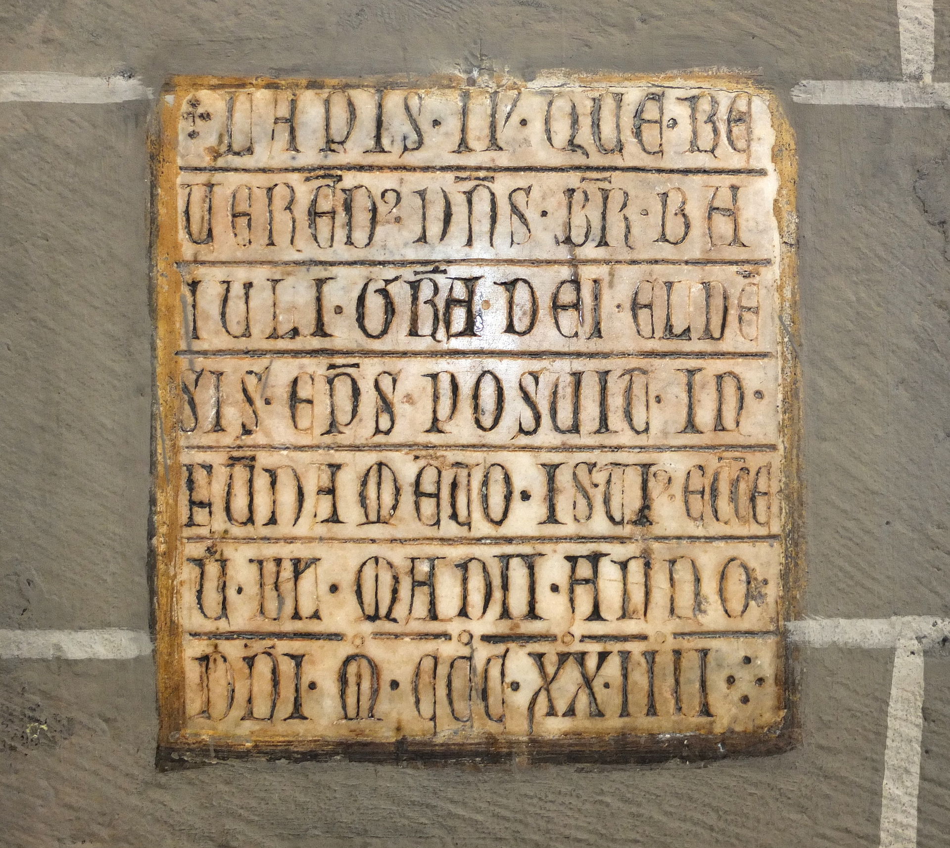 Second marble building incription "LAPIS II" (1324) in  Perpign…