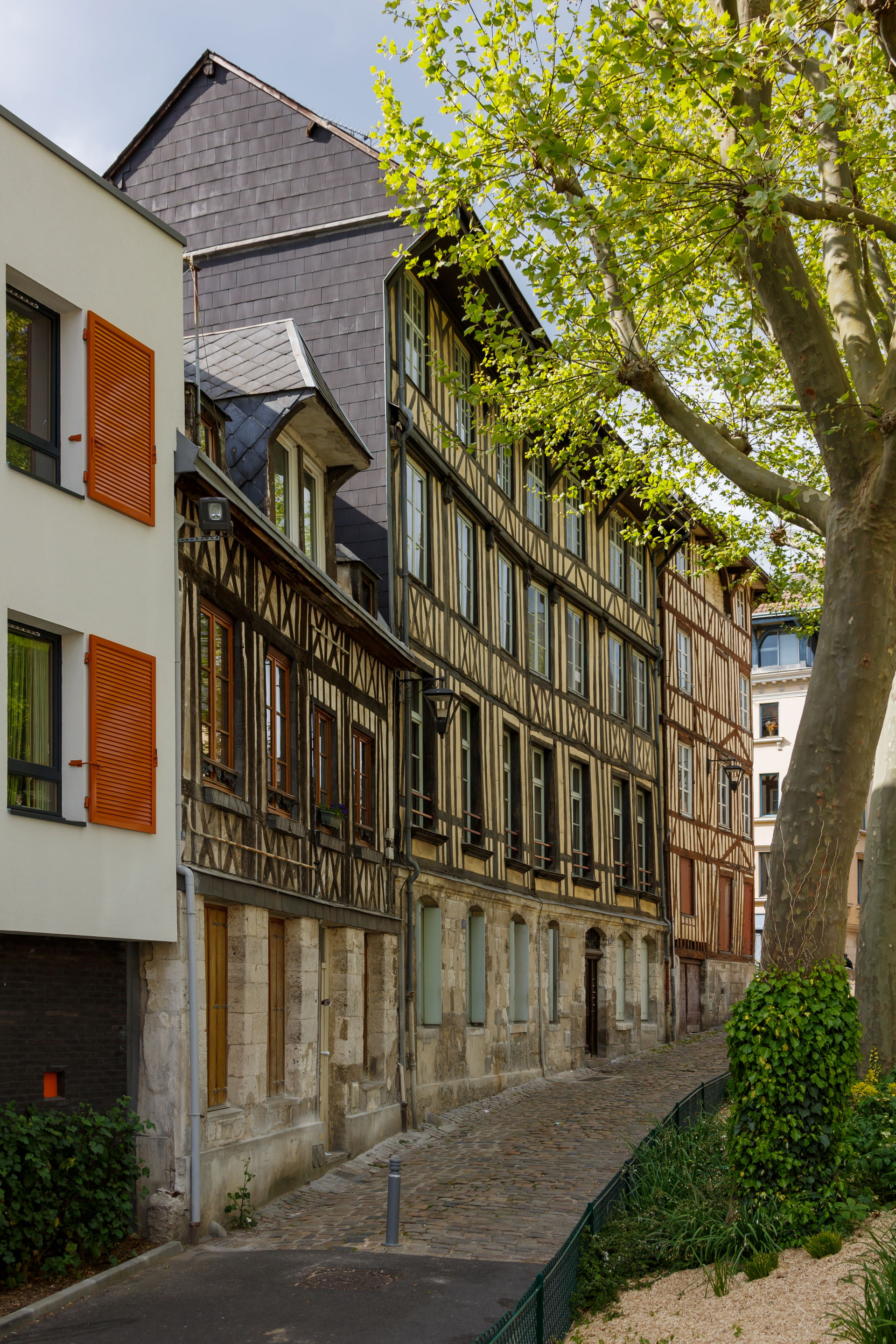 Rouen, France: Old timber framed houses in the old city of Rouen