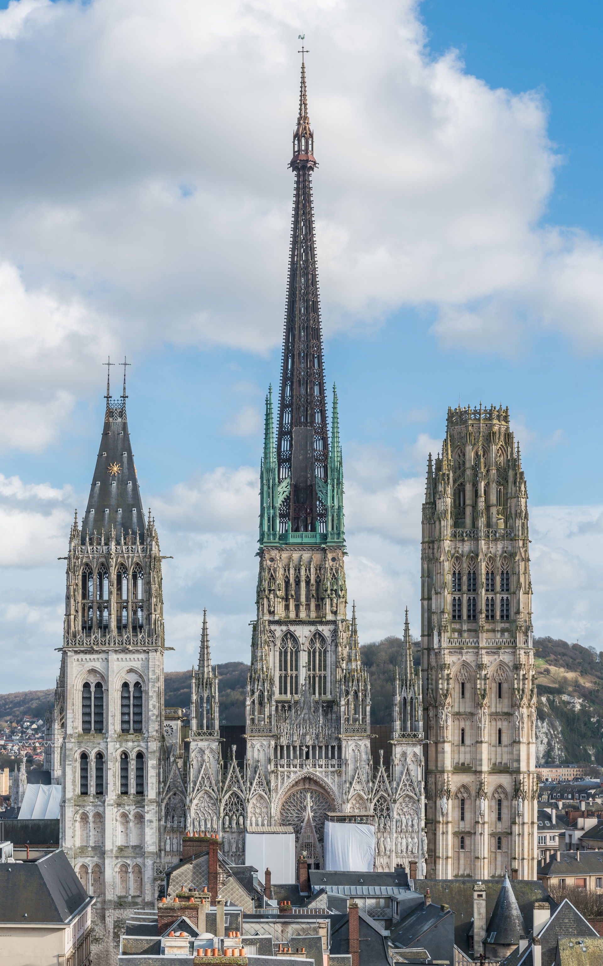 The Rouen Cathedral as seen from the Gros Horloge tower. The ch…