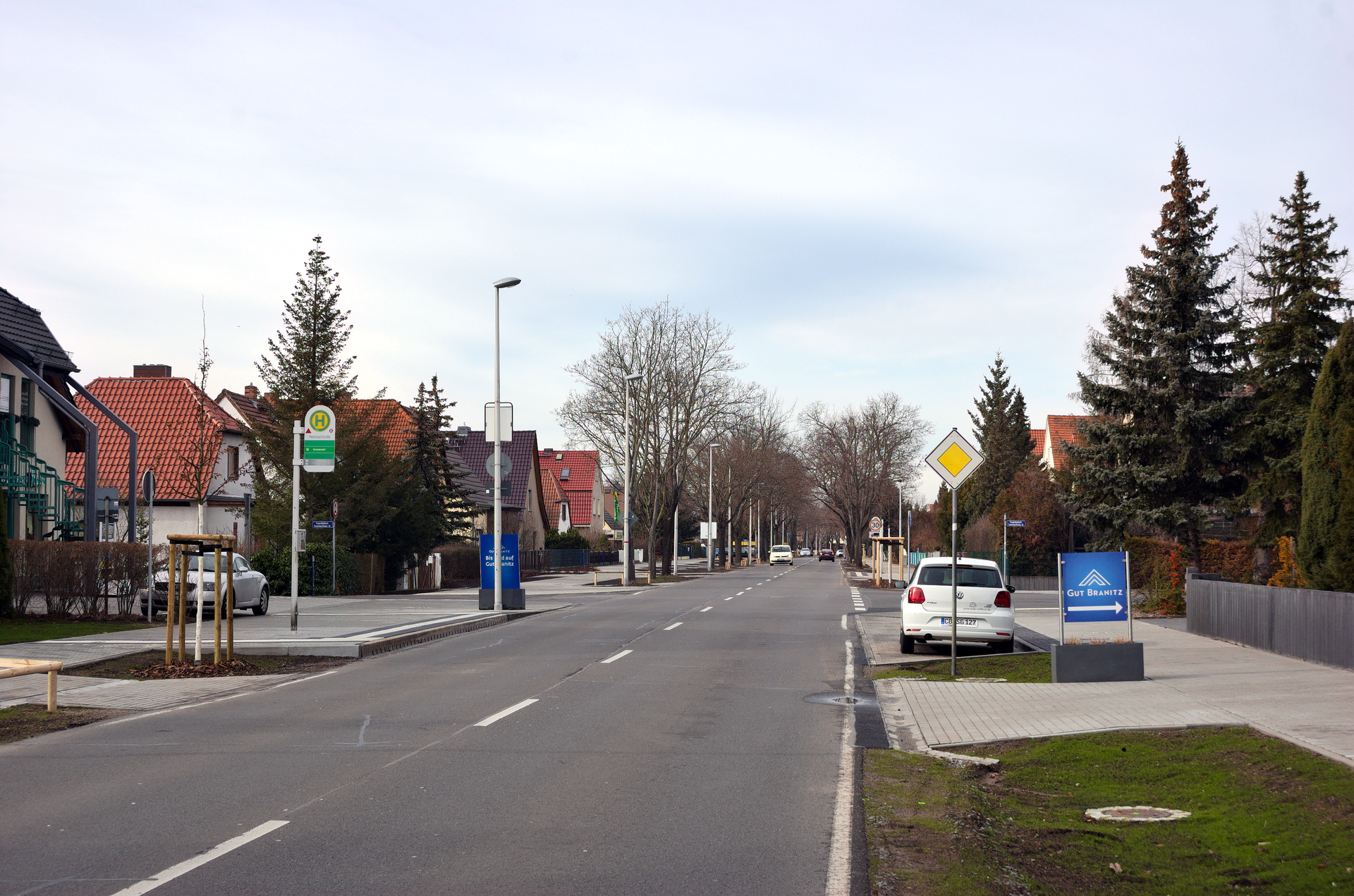 Recently-refurbished street Forster Straße in Cottbus-Sandow at…