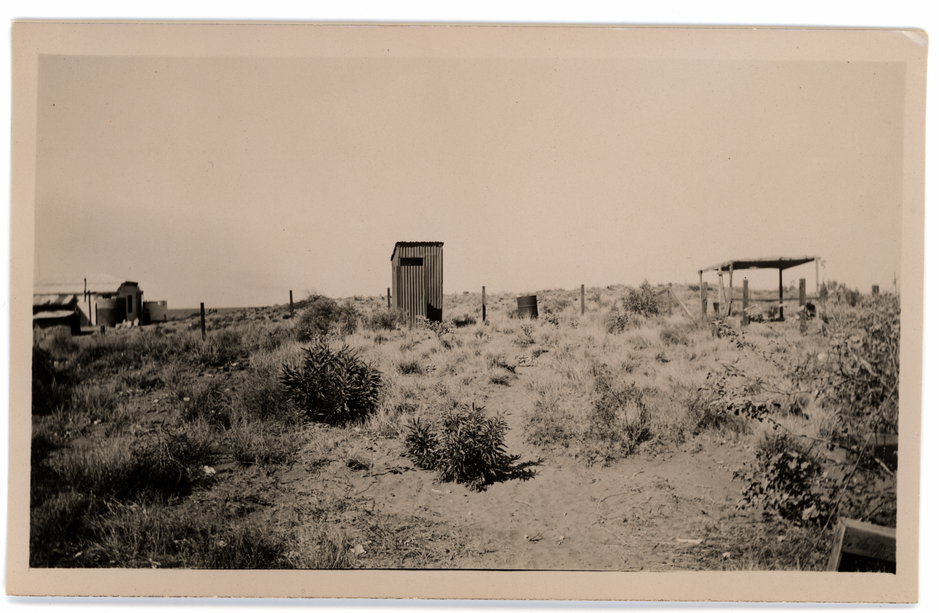 A back garden and dunny in Onslow, Western Australia.