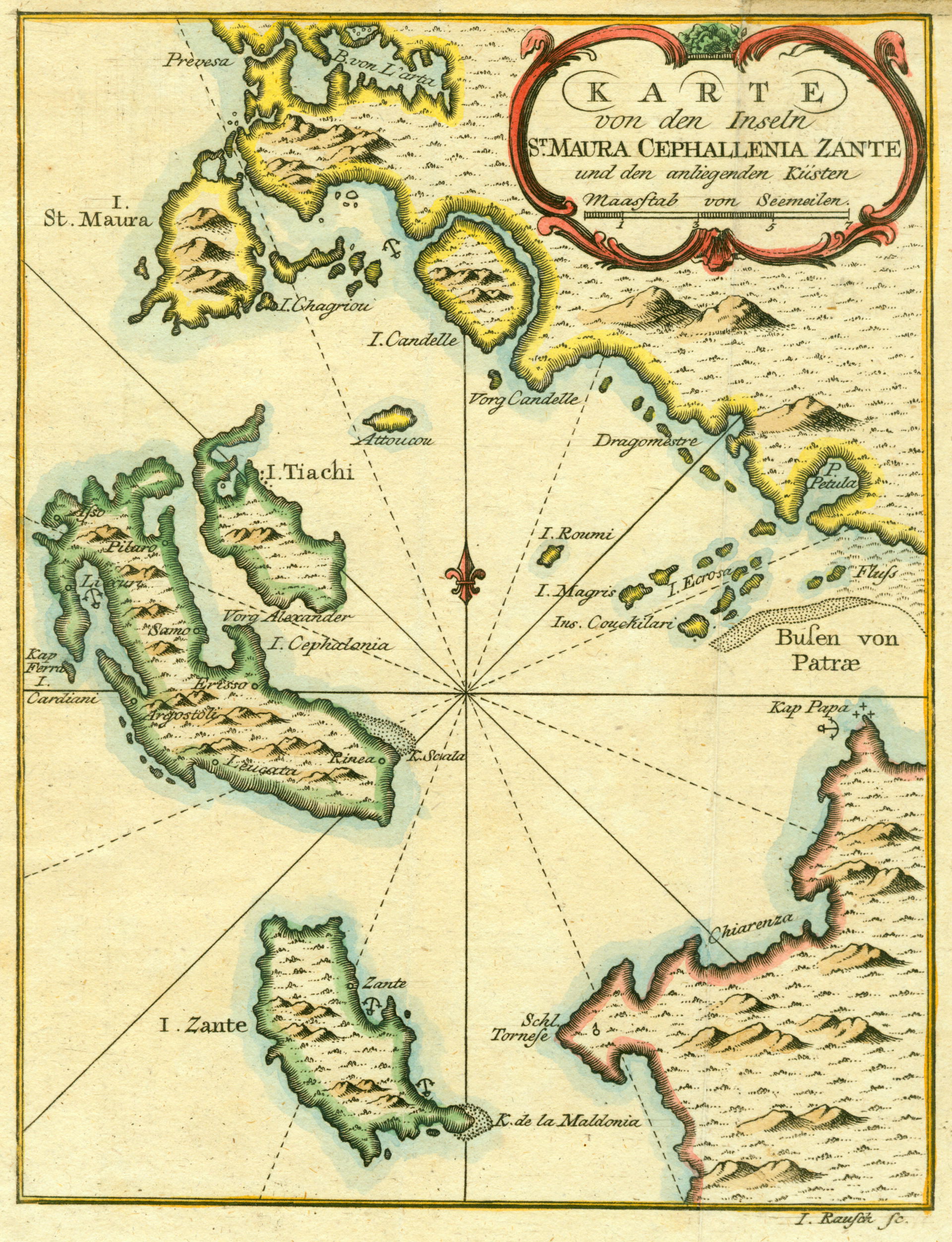 Map of the island of Lefkas, Cephalonia, Zante and the coast of…