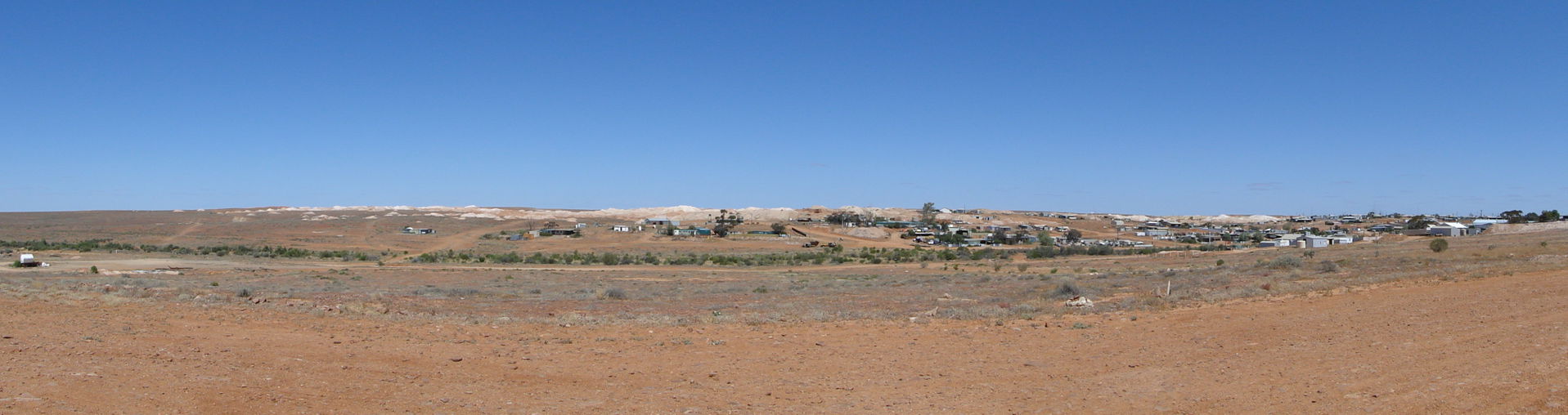 Panoramic view of opal mining town, Andamooka, South Australia.