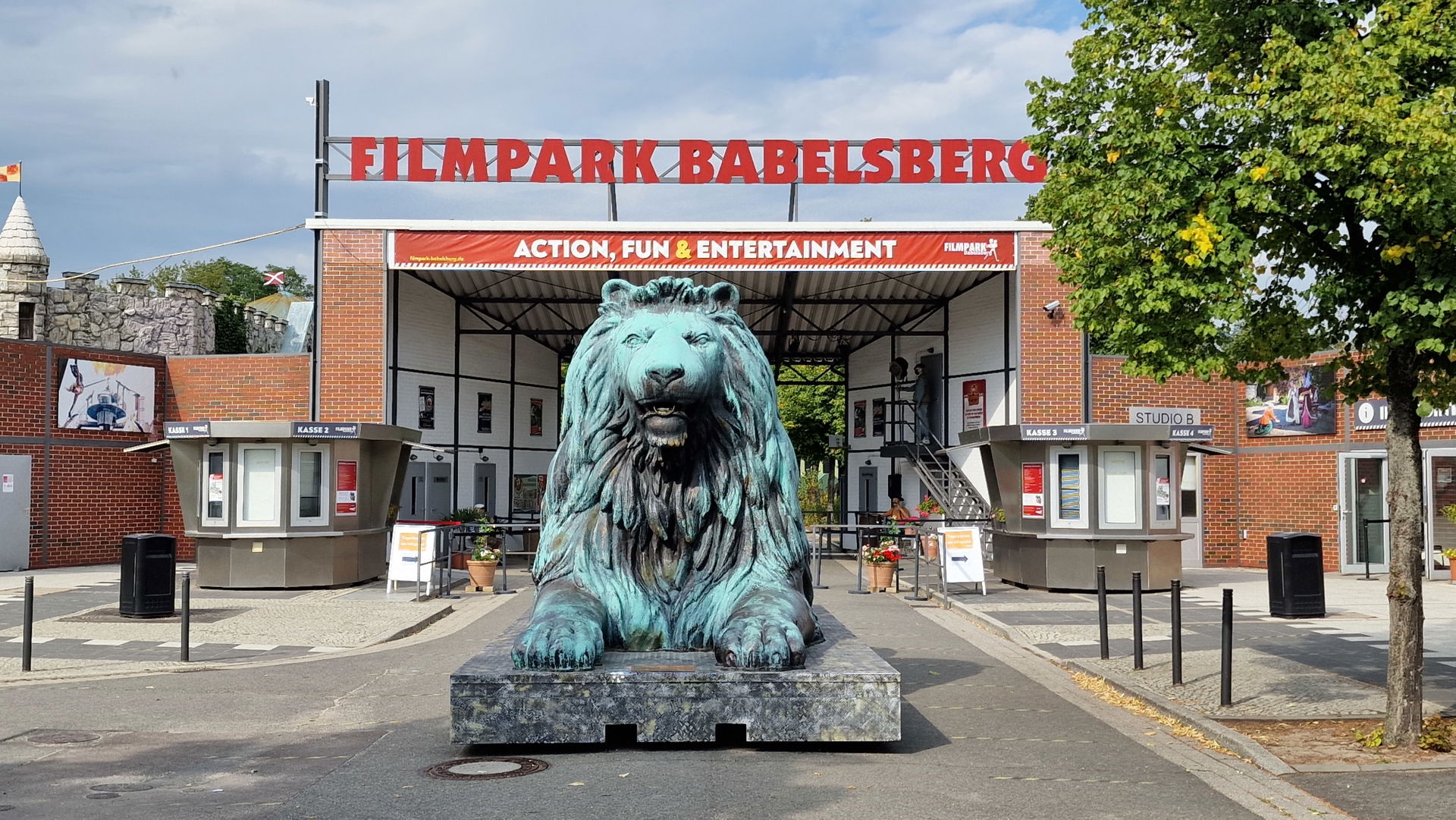 Lion in front of main entrance Filmpark Babelsberg