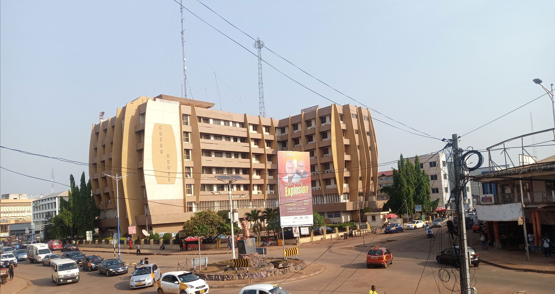 This is Cocoa House in the center of Sunyani