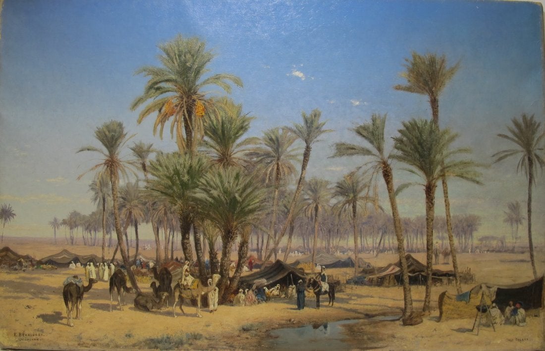 Biskra by Edmund Berninger, oil on canvas, 26 1/8 H x 40 3/4 in…