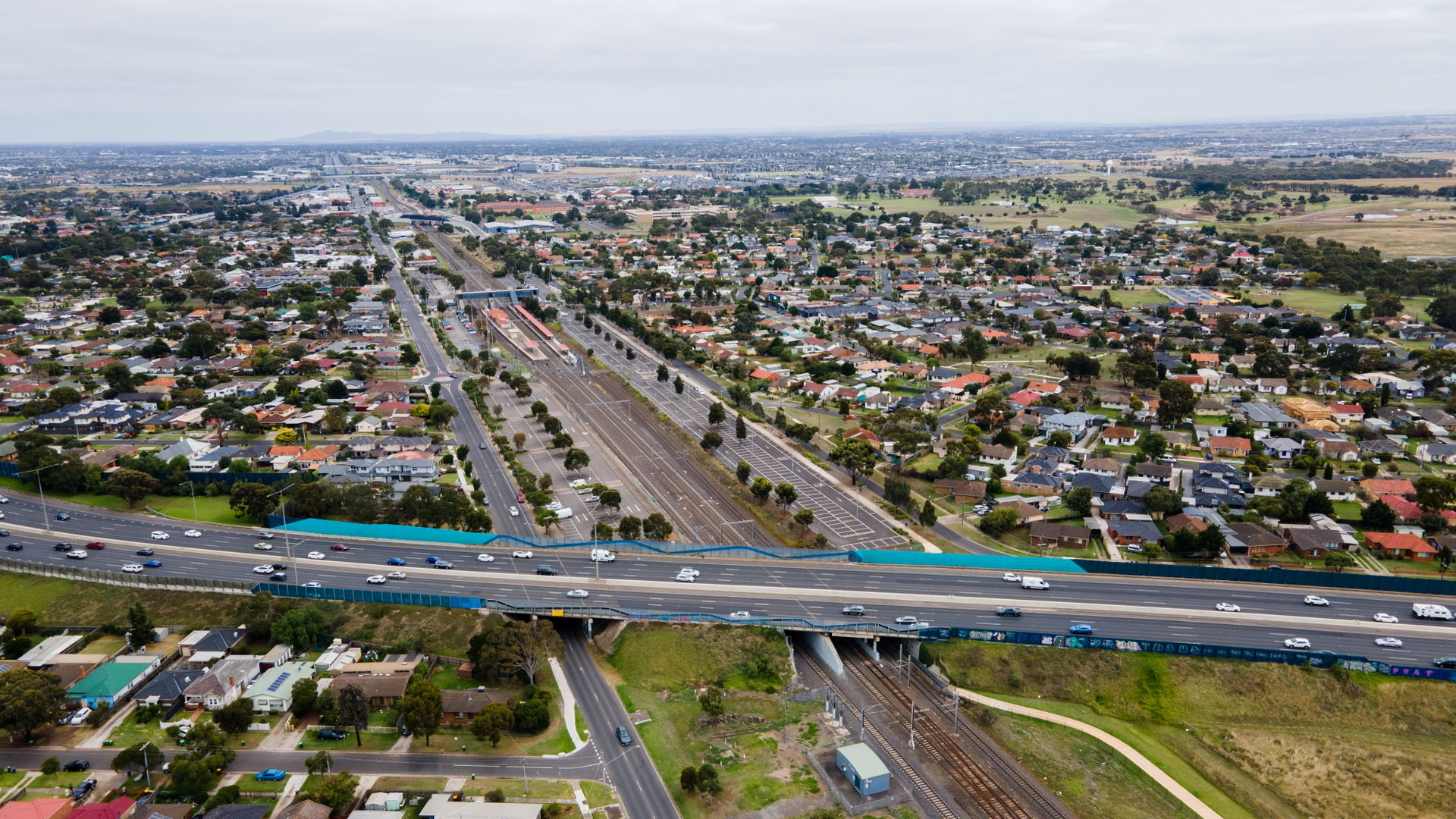 Princes Freeway and Laverton Railway Station at Laverton Juncti…