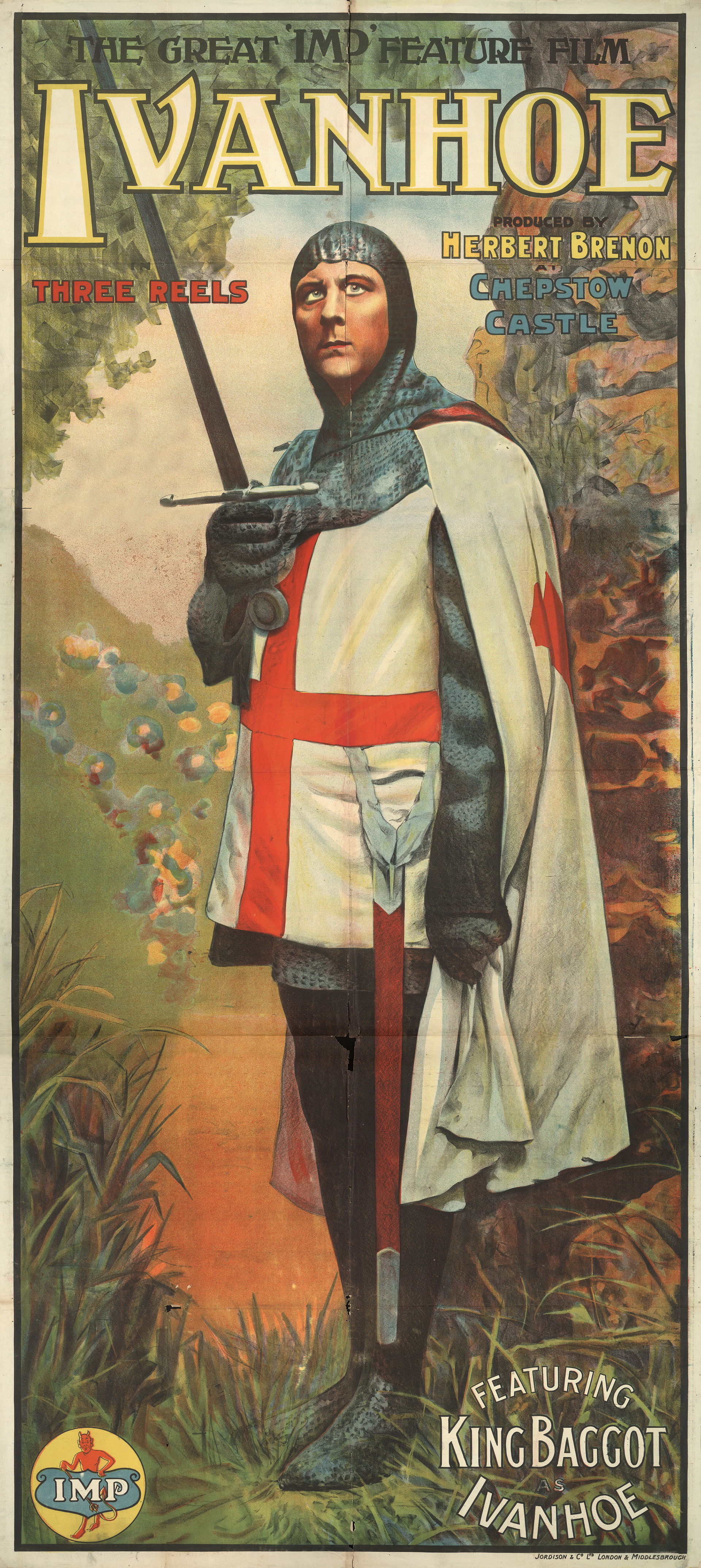 Motion picture poster for the 1913 film Ivanhoe, featuring acto…