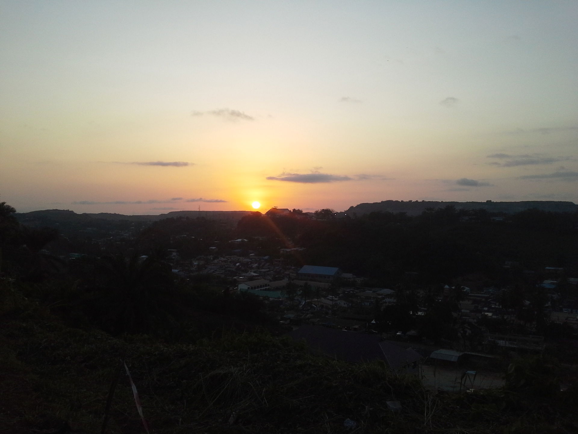 Sunset in Tarkwa, Western Region view from Golden Hils Avenue.