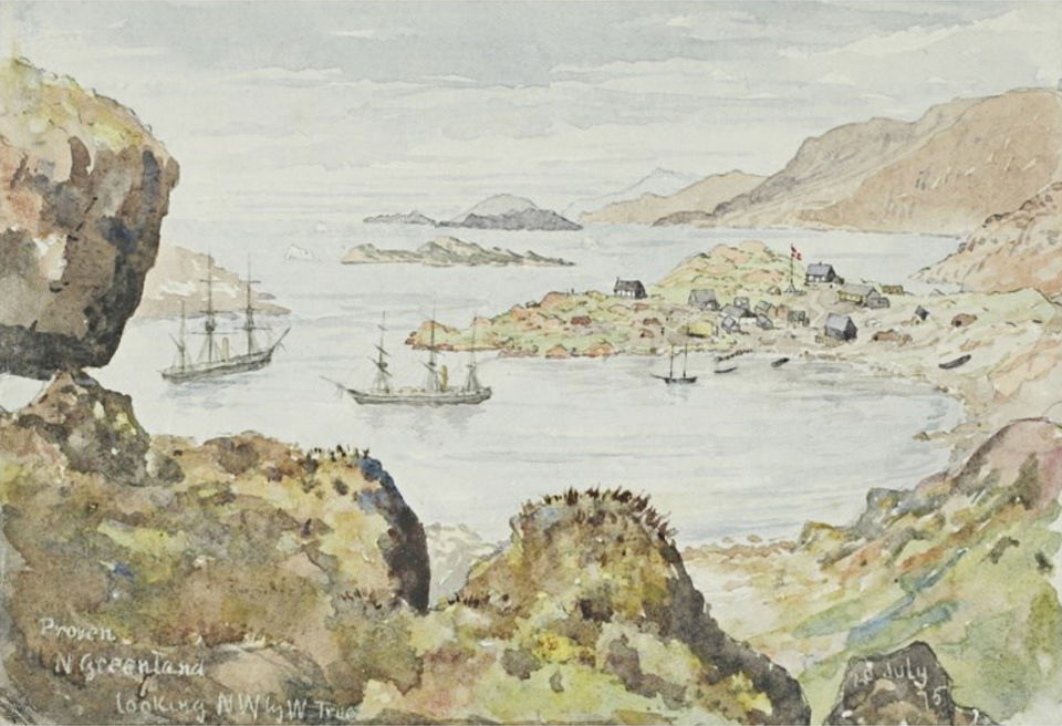 Painting of Prøven, now Kangersuatsiaq, town in Upernavik Distr…