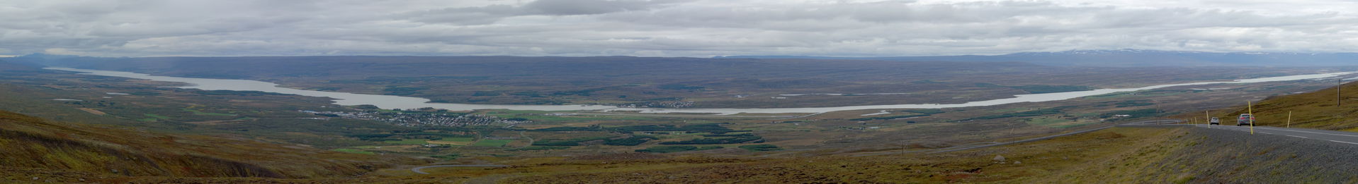 A panorama of the river Lagarfljót and and the towns of Egilsst…
