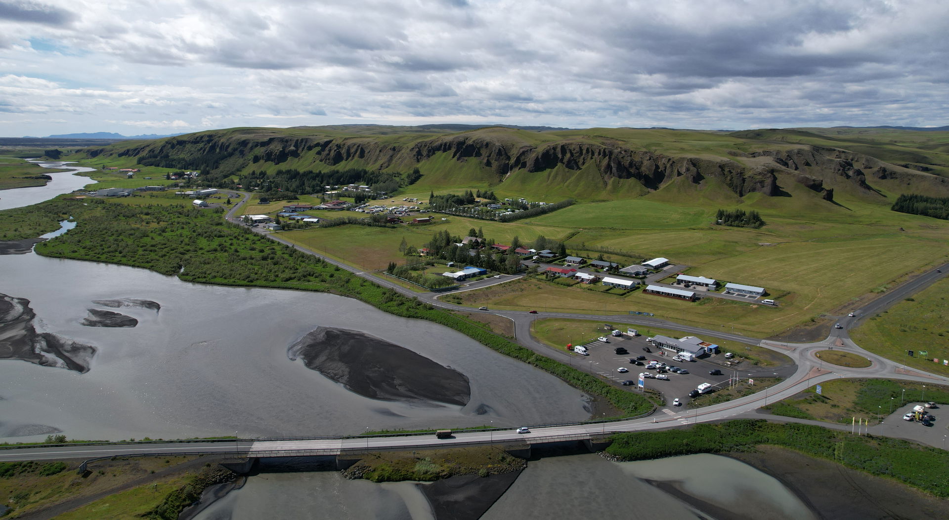 Kirkjubæjarklaustur aerial photograph looking west