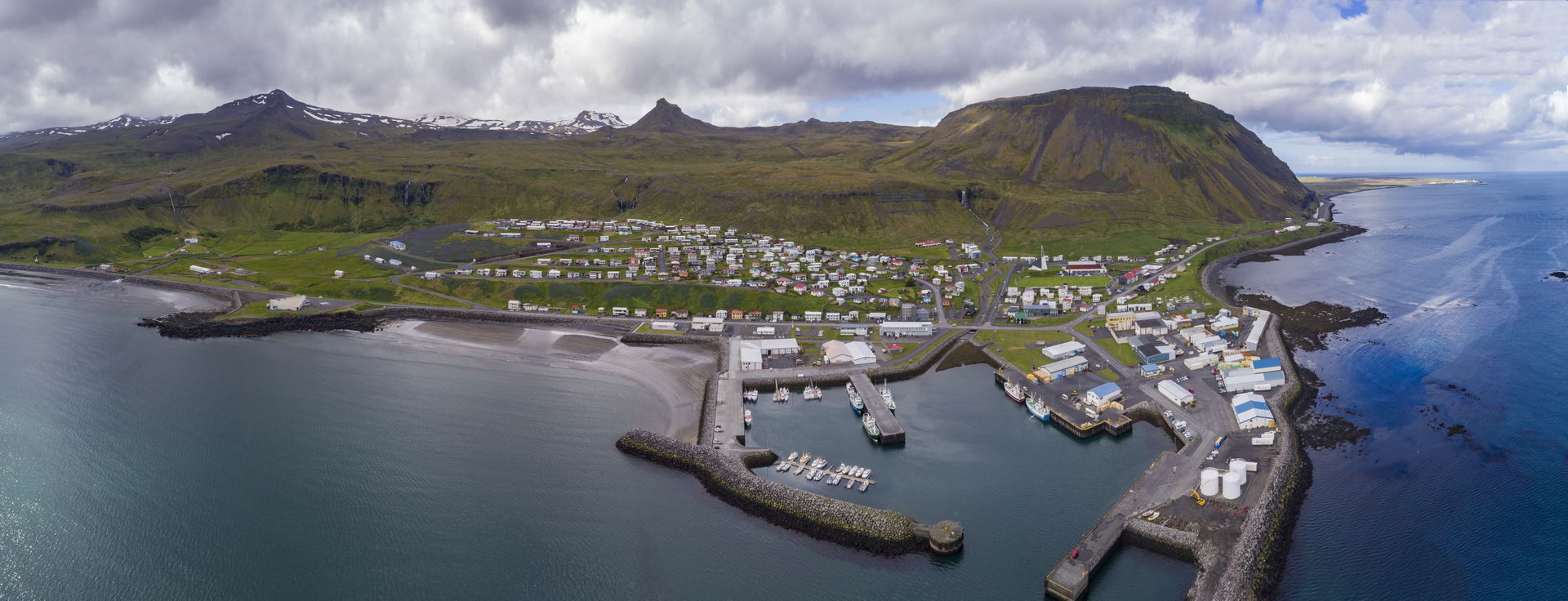 aerial panorama Ólafsvík iceland 2017