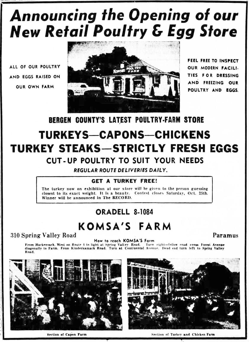 Komsa's Farm advertisement from October of 1947