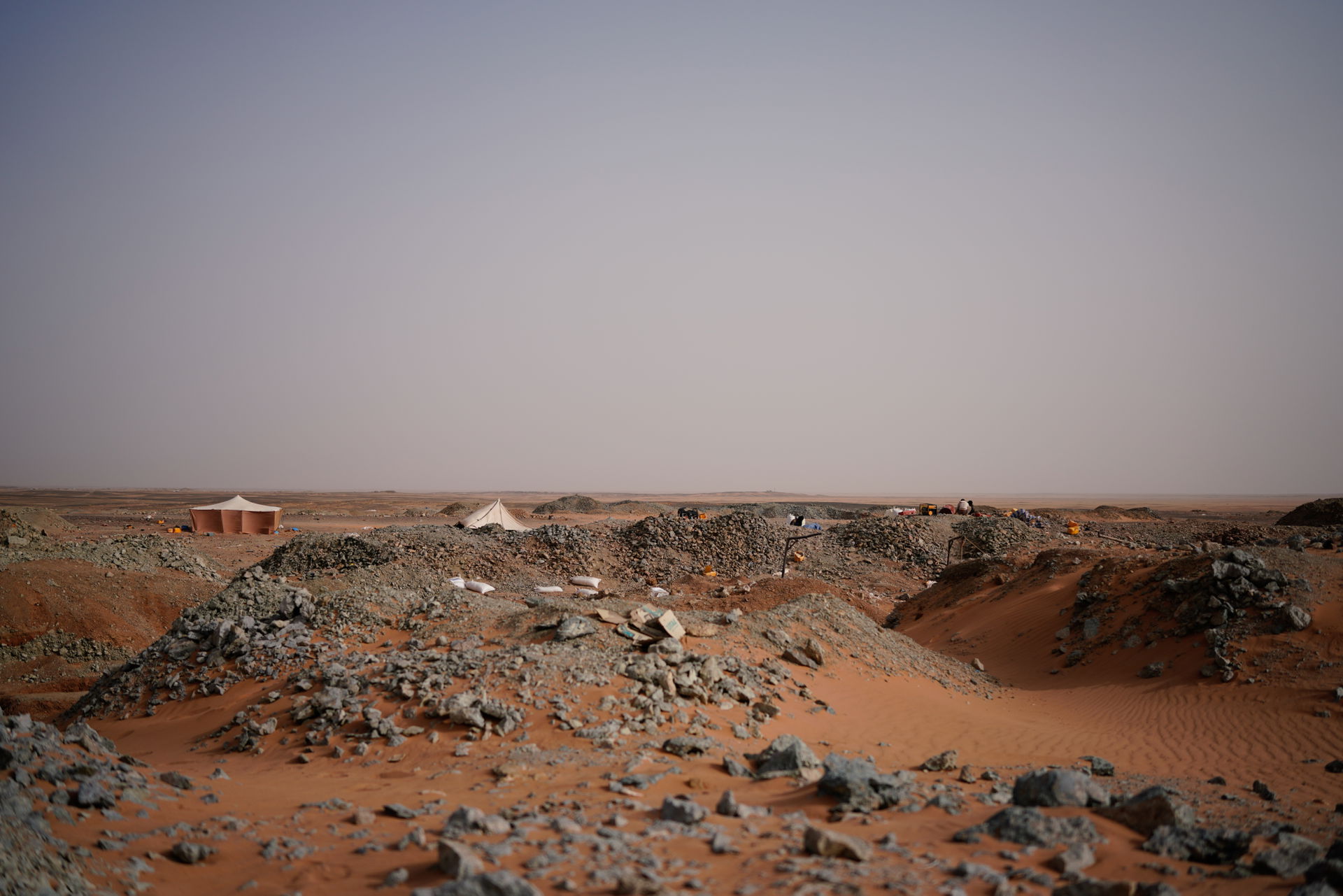 A picture of the area of artisanal mining near Chegga, in north…