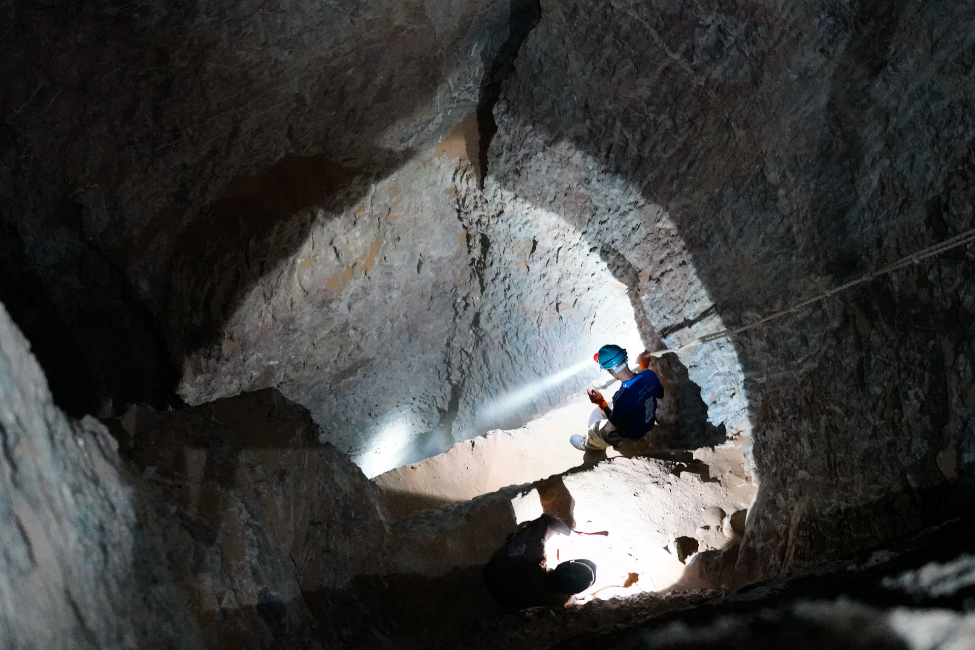 An artisanal miner in a mine near Chegga, Mauritania, working a…