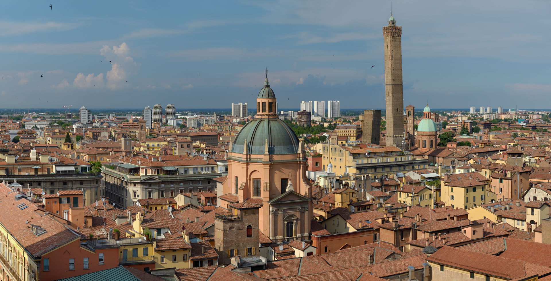 View from the top of the Basilica di San Petronio in 2016. In t…