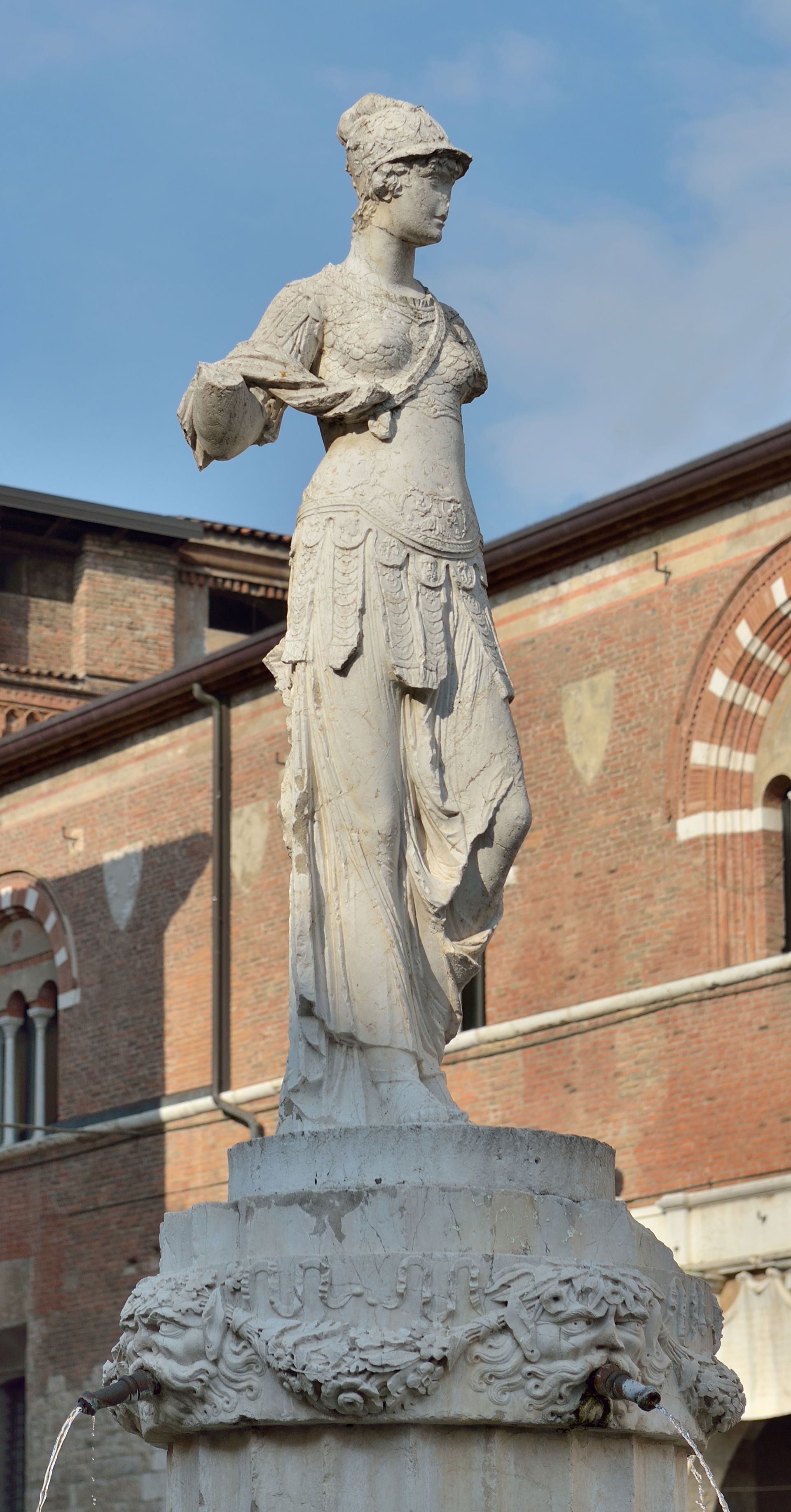 Statue on a fountain in Brescia on Piazza Duomo