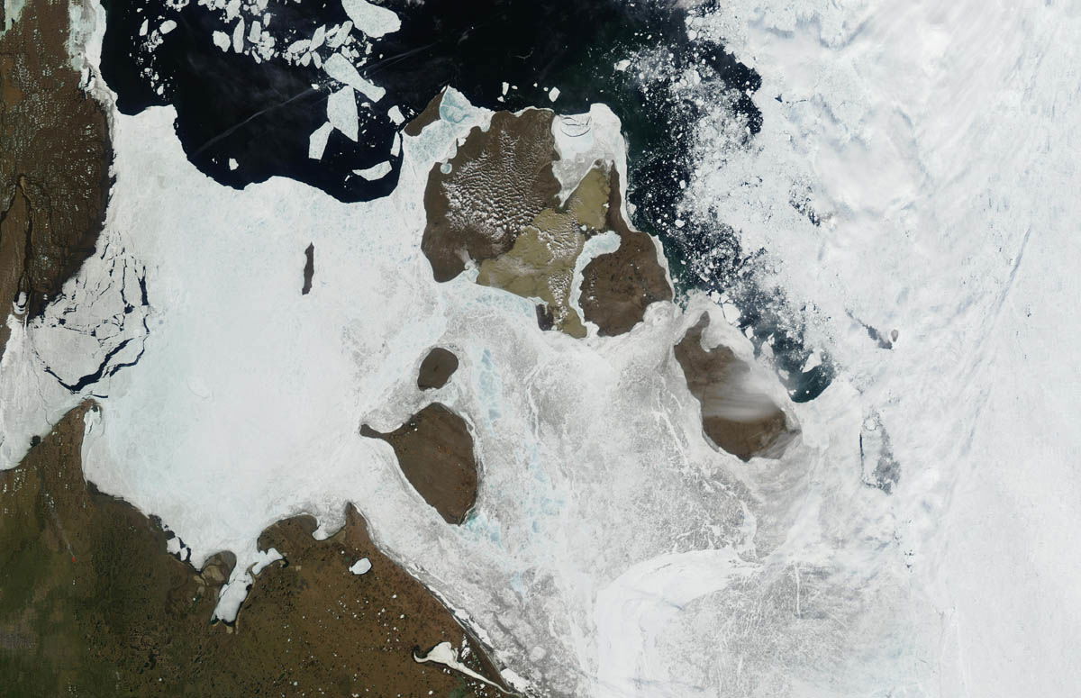 Aqua MODIS satellite image of the New Siberian Islands, Russia