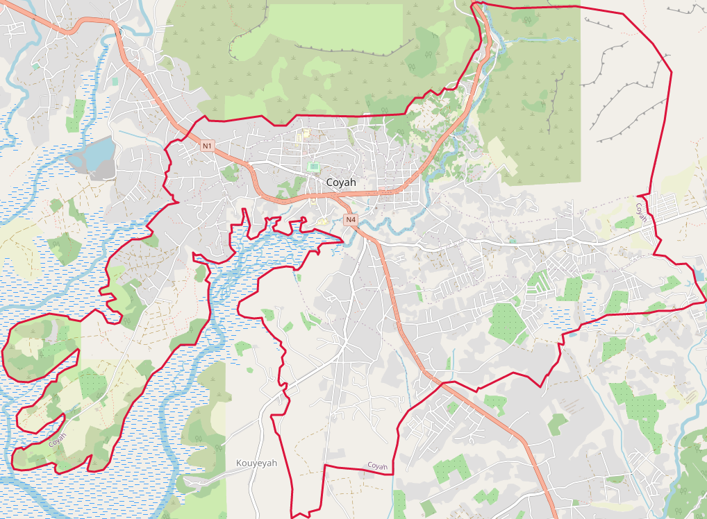 Carte OSM de Coyah, Guinée