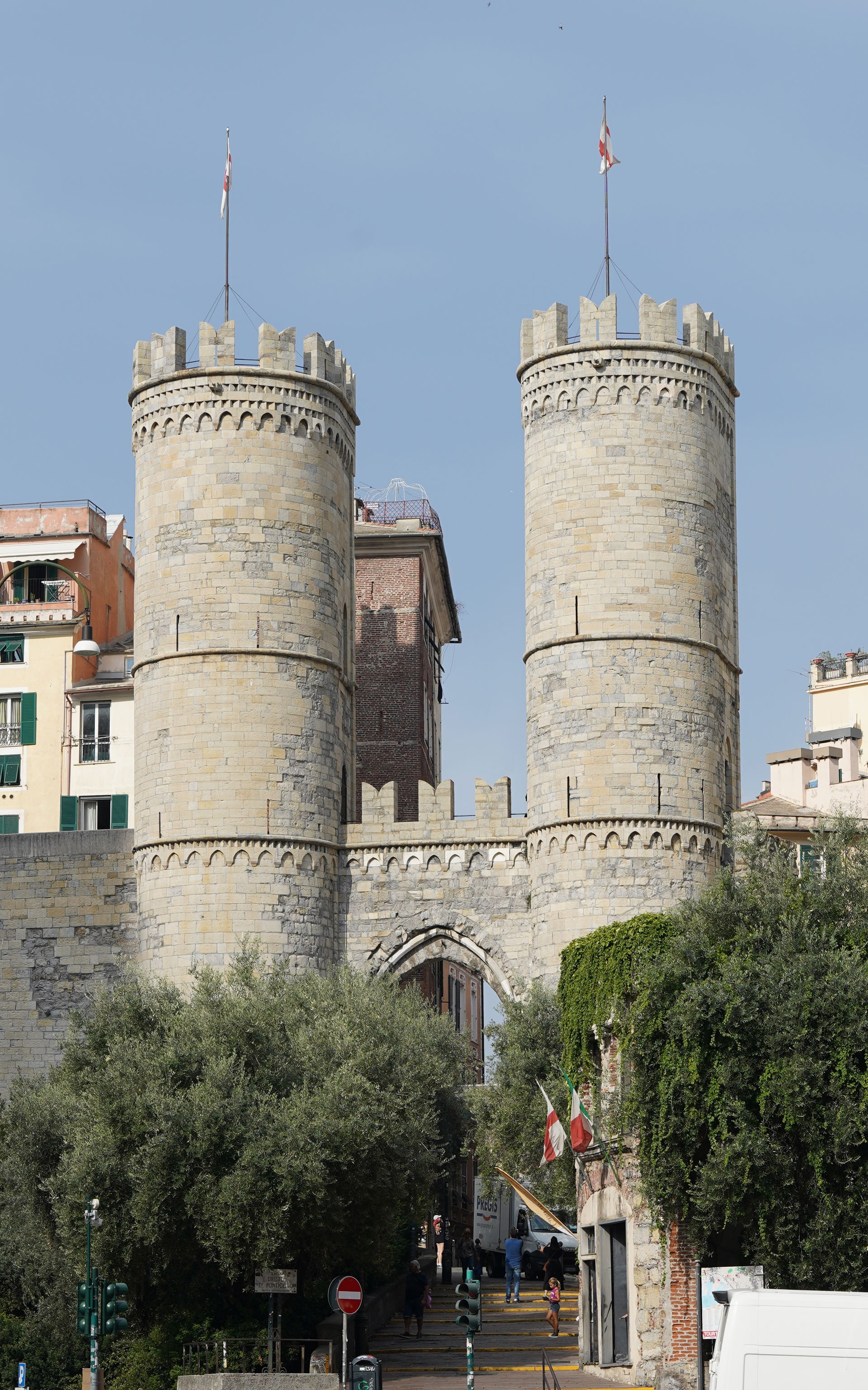 Exterior view from east, Porta Soprana, Genoa, Italy