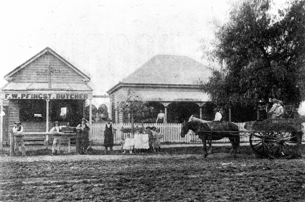 Outside Pfingst's butcher shop in Goondiwindi, Queensland, ca. …