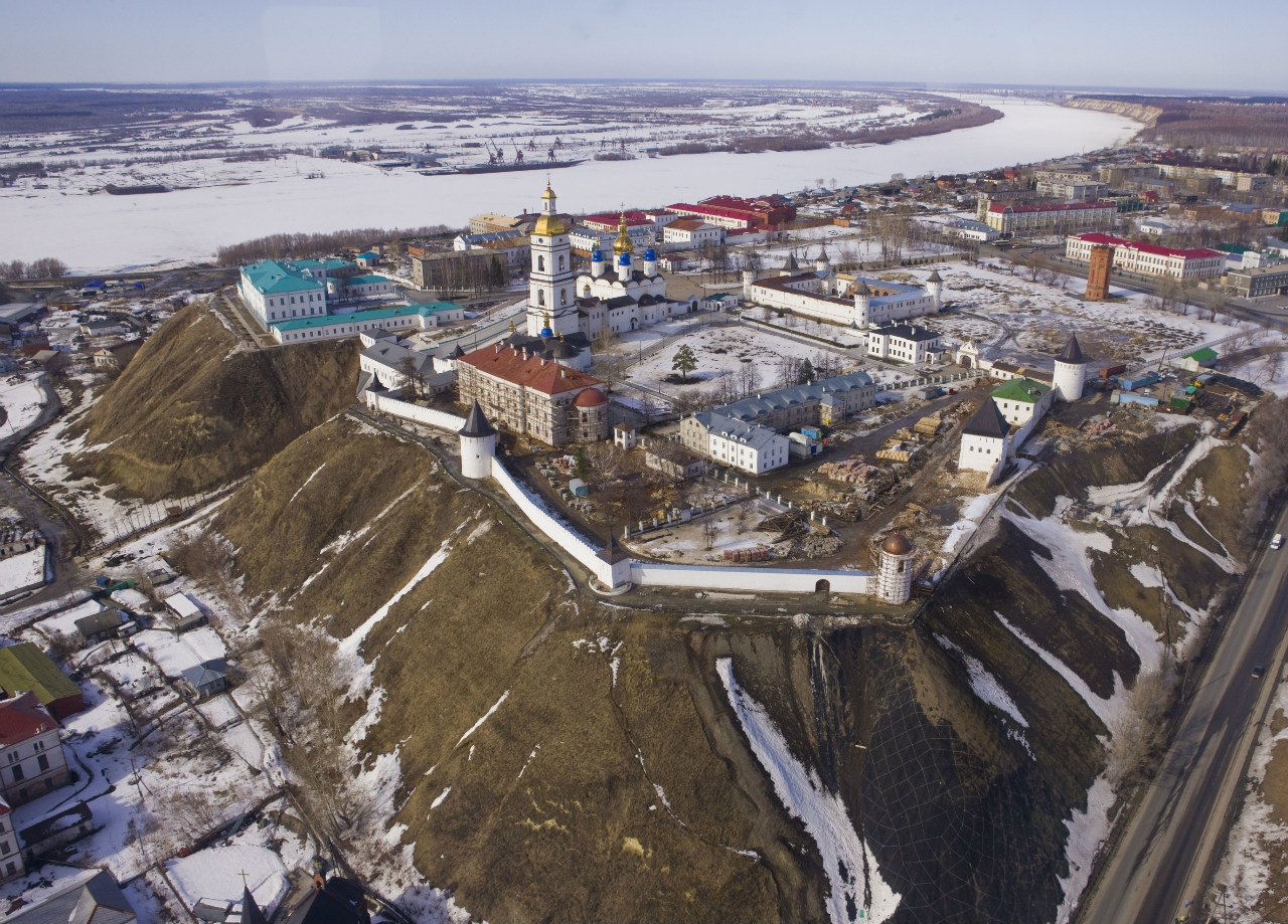 Aerial view of the Tobolsk Kremlin, taken by Russian President …