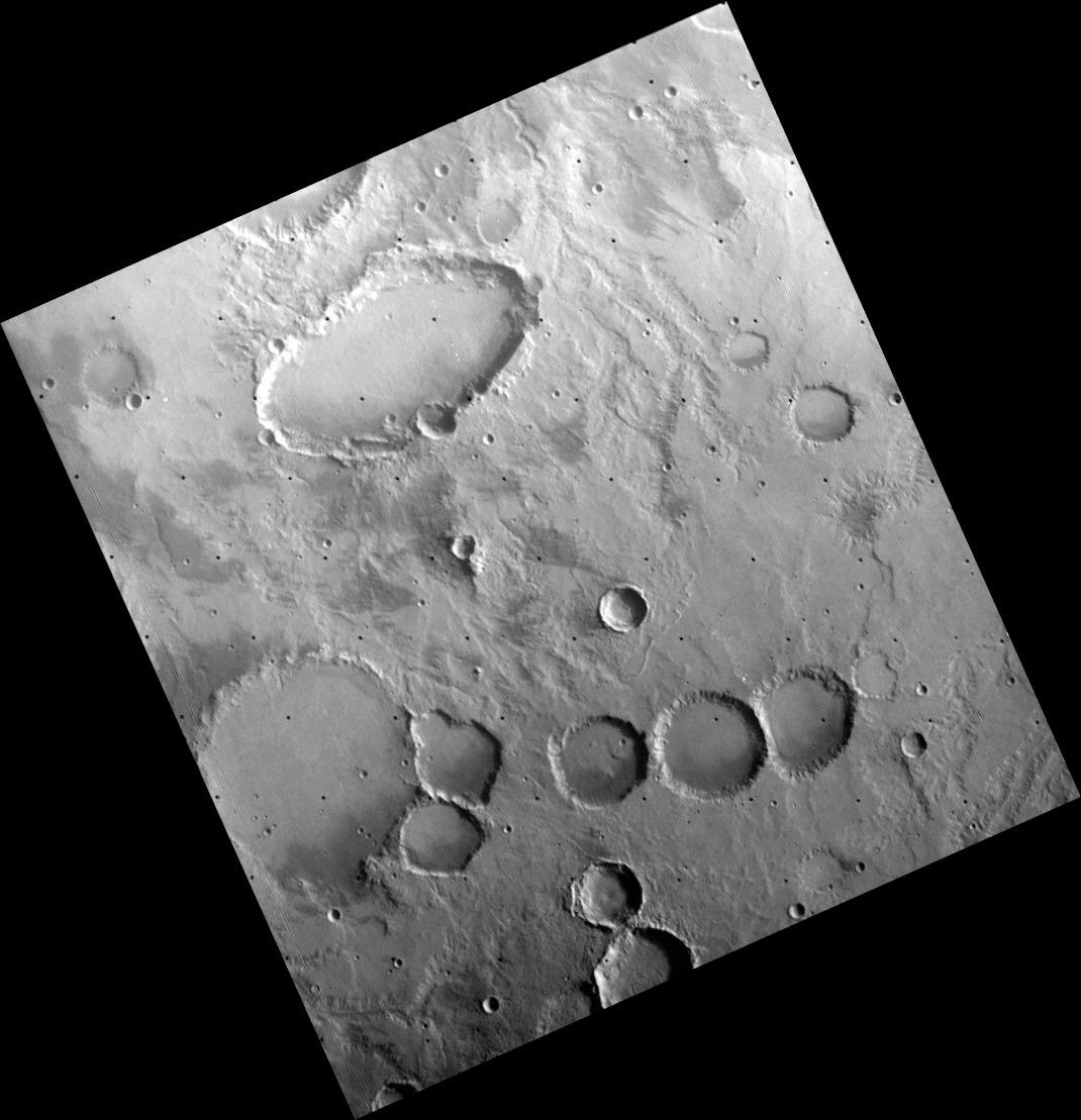 Novara crater (upper left) on Mars. Viking Orbiter 1 image (579…