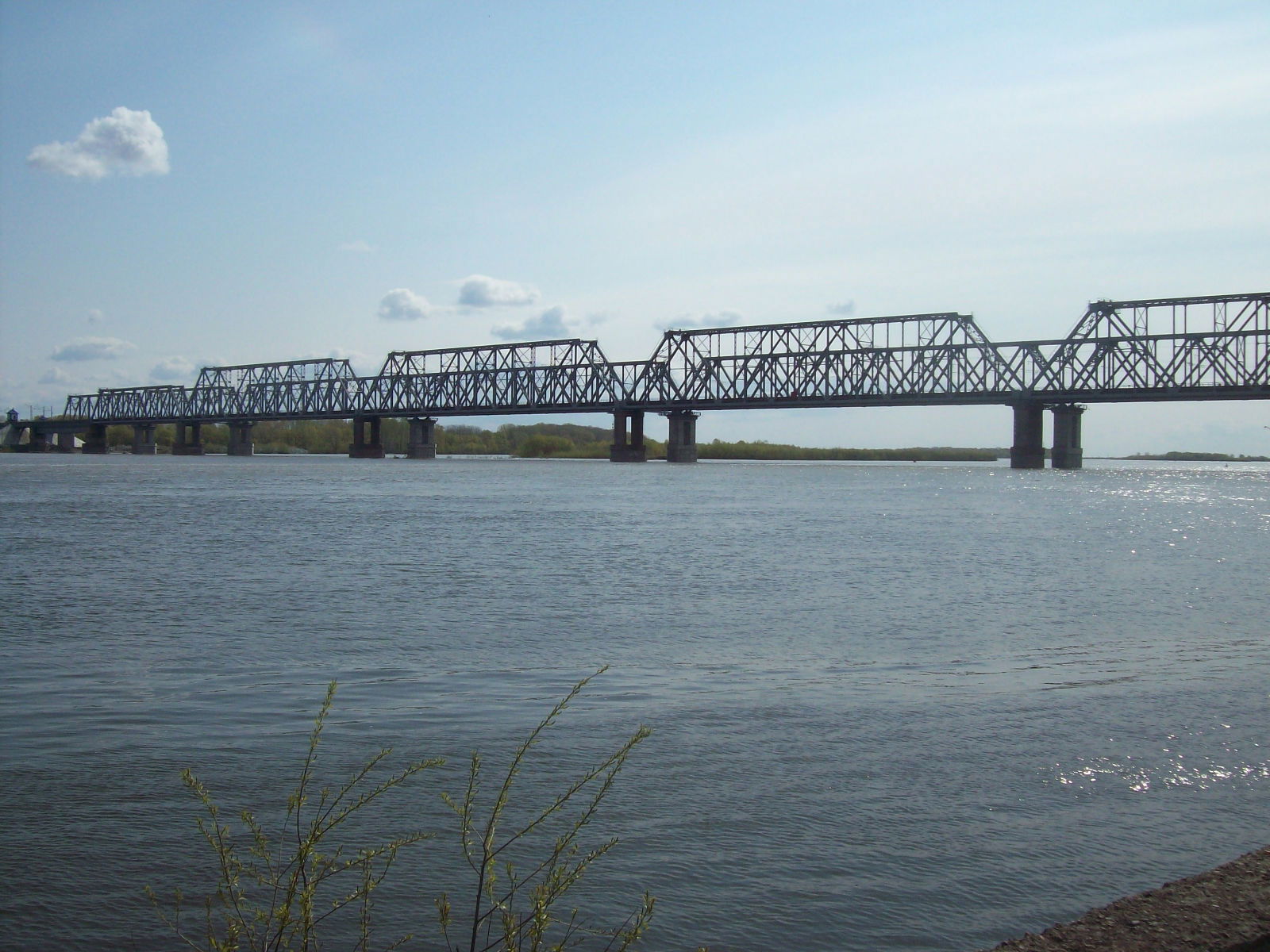 Railway bridge across the Ob river in Kamen-na-Obi