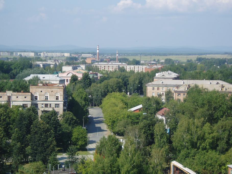 Nevyansk: view on town from inclined tower (2005)