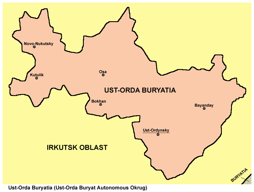 Map of Ust-Orda Buryatia (Ust-Orda Buryat Autonomous Okrug) in …