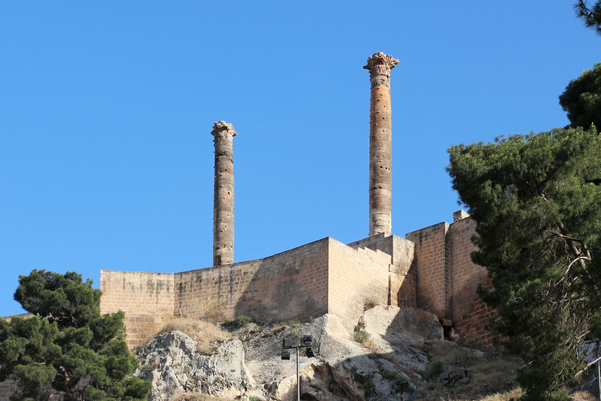 Columns on the top of Urfa Castle, Şanlıurfa, Turkey