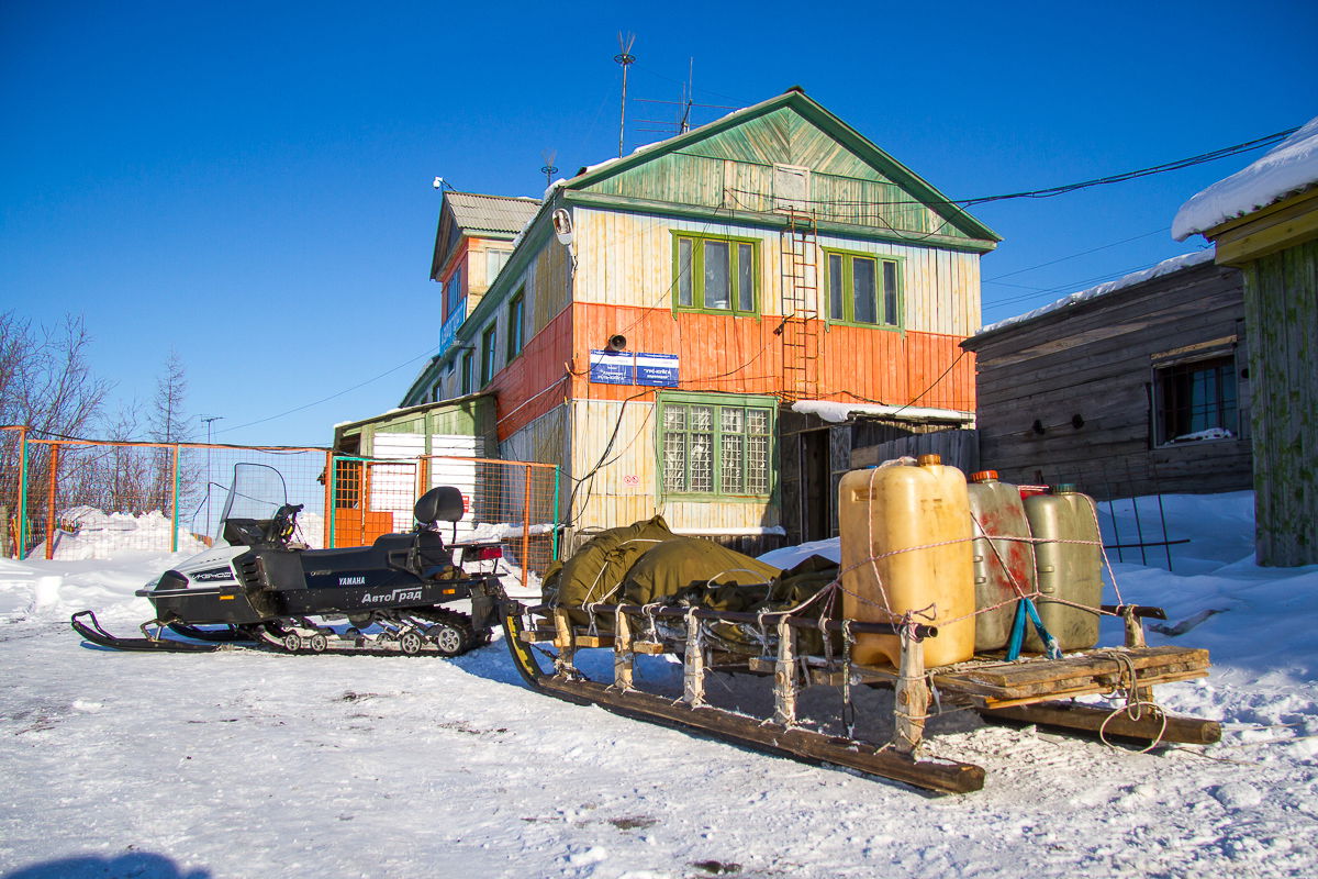Terminal and sled at Ust-Kuyga Airport