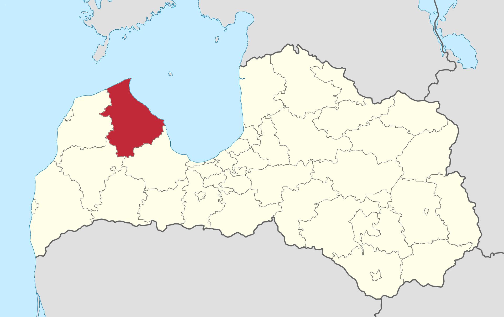 Map of Talsi Municipality, Latvia.
