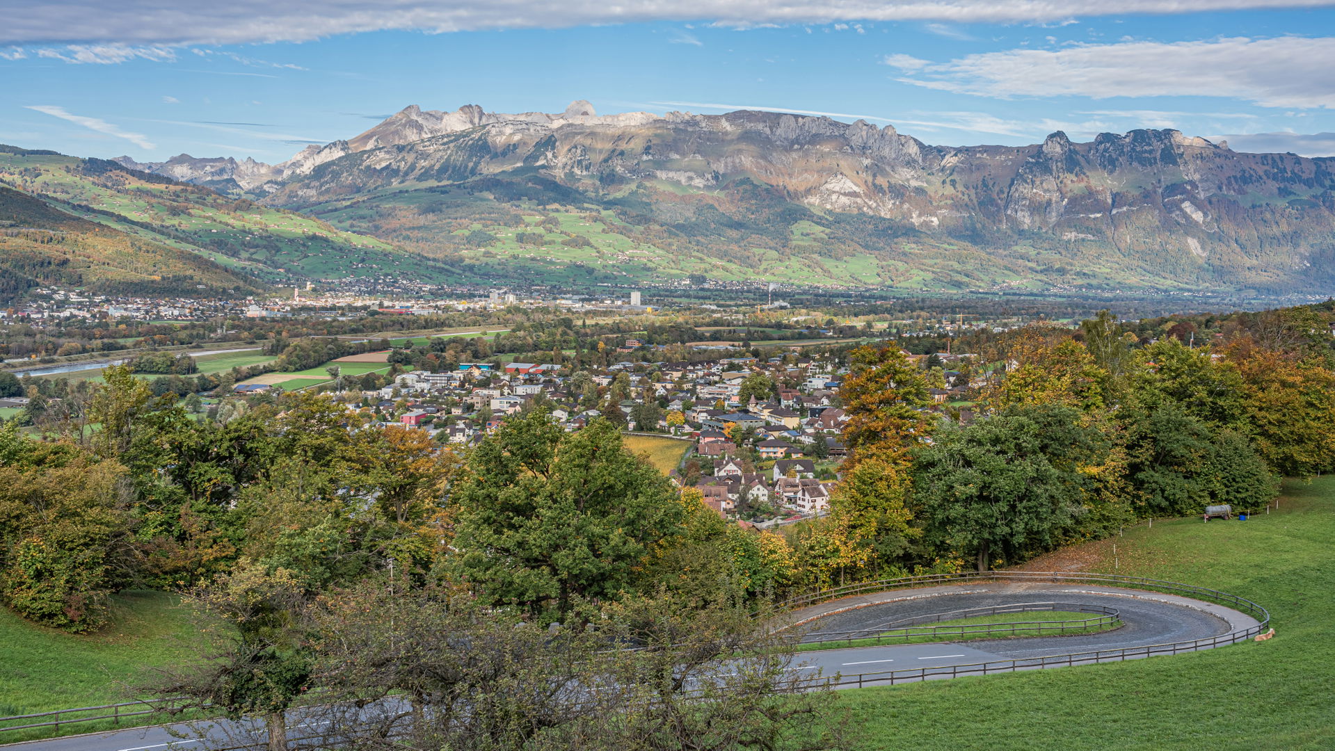 Cityscape from nearby the castle in Vaduz, Liechtenstein