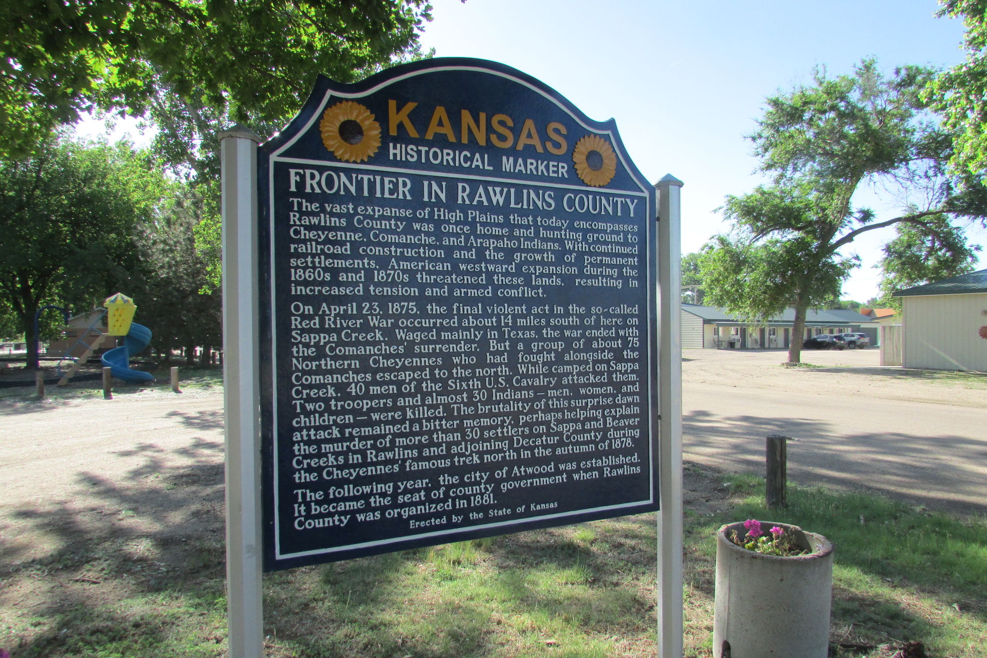 Frontier in Rawlins Historic marker, in Atwood Lion's Park, Atw…
