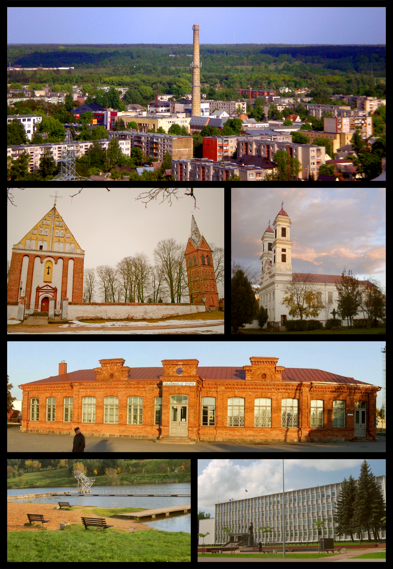 A composition of different pictures of Jonava, Lithuania