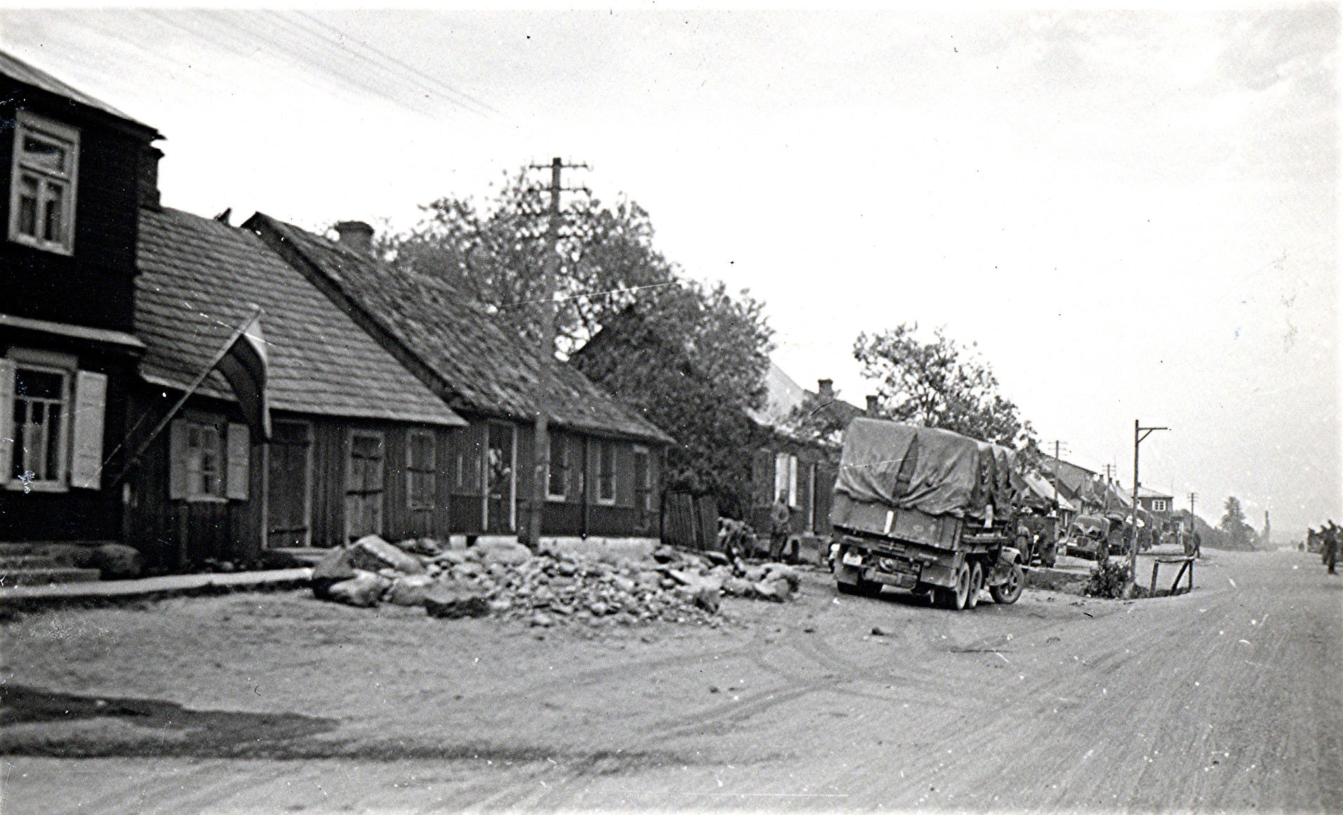Street in the Lithuanian village of Jurbarkas, at the first day…