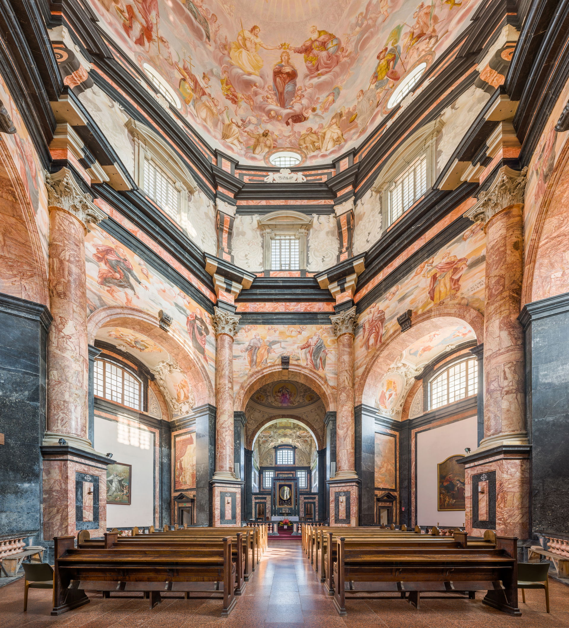 The interior of the church at Pažaislis Monastery, Kaunas, Lith…