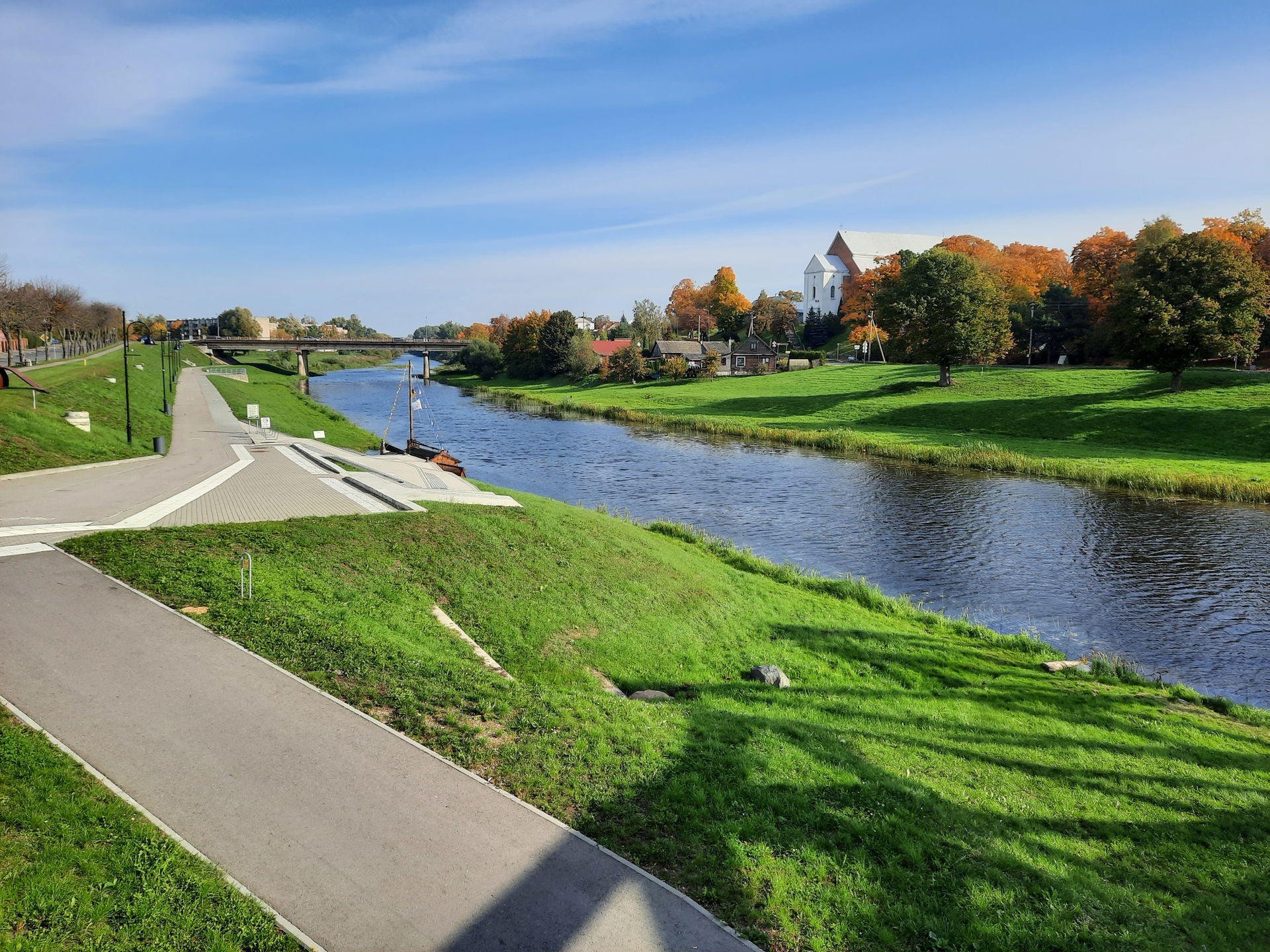 Nevėžis River flowing through Kėdainiai, Lithuania.