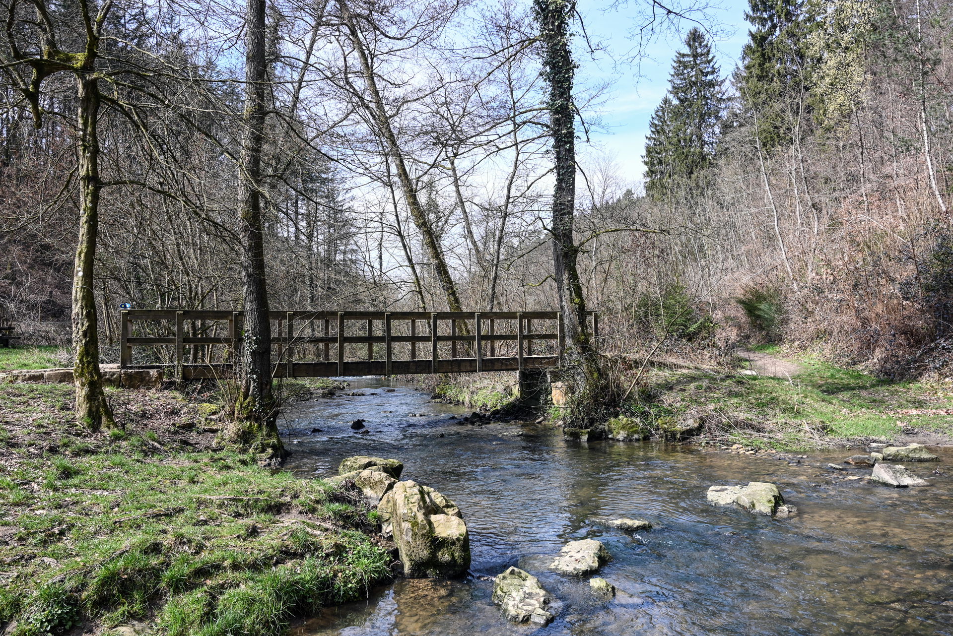 The brook Kielbaach at the lieu-dit Drëps in Mamer, Luxembourg.