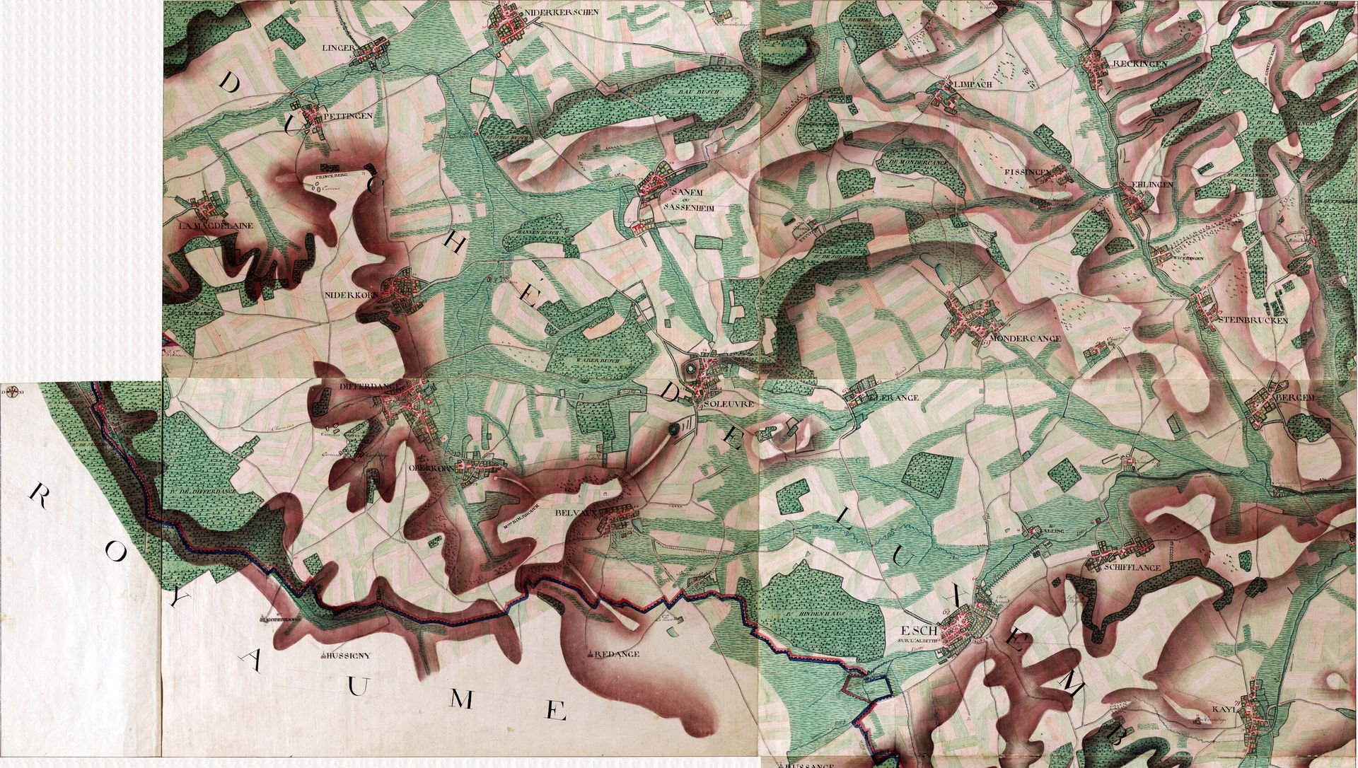 Map of Soleuvre, Belgium by Joseph de Ferraris (1726 – 1814)