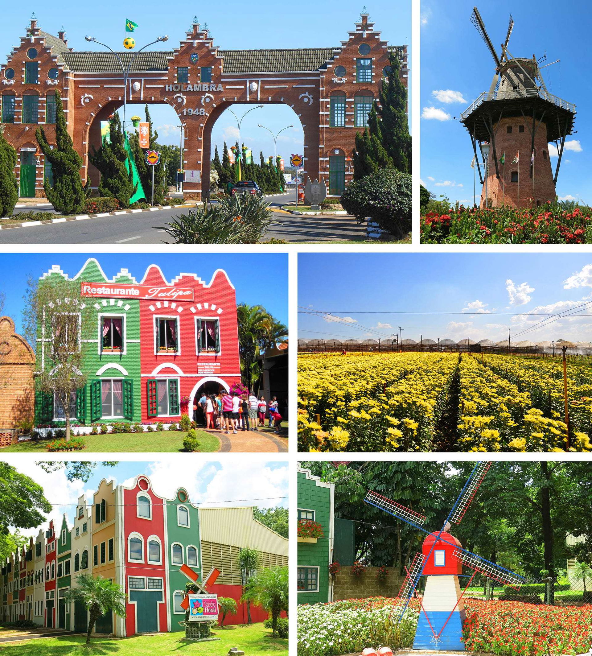 Montage of Holambra, SP, Brazil. From left to right and top to …