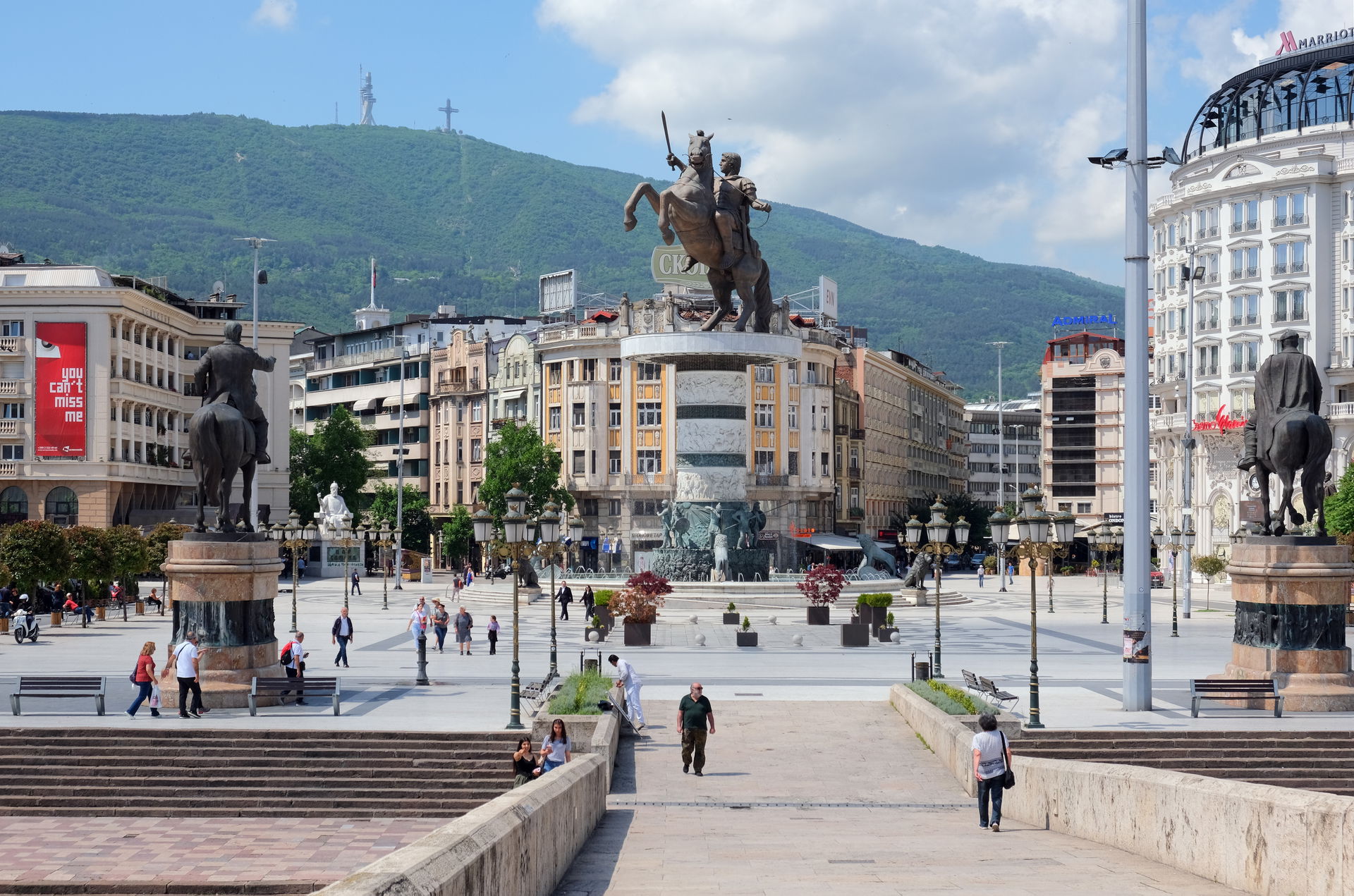Macedonia Square seen from the Stone Bridge, Skopje.