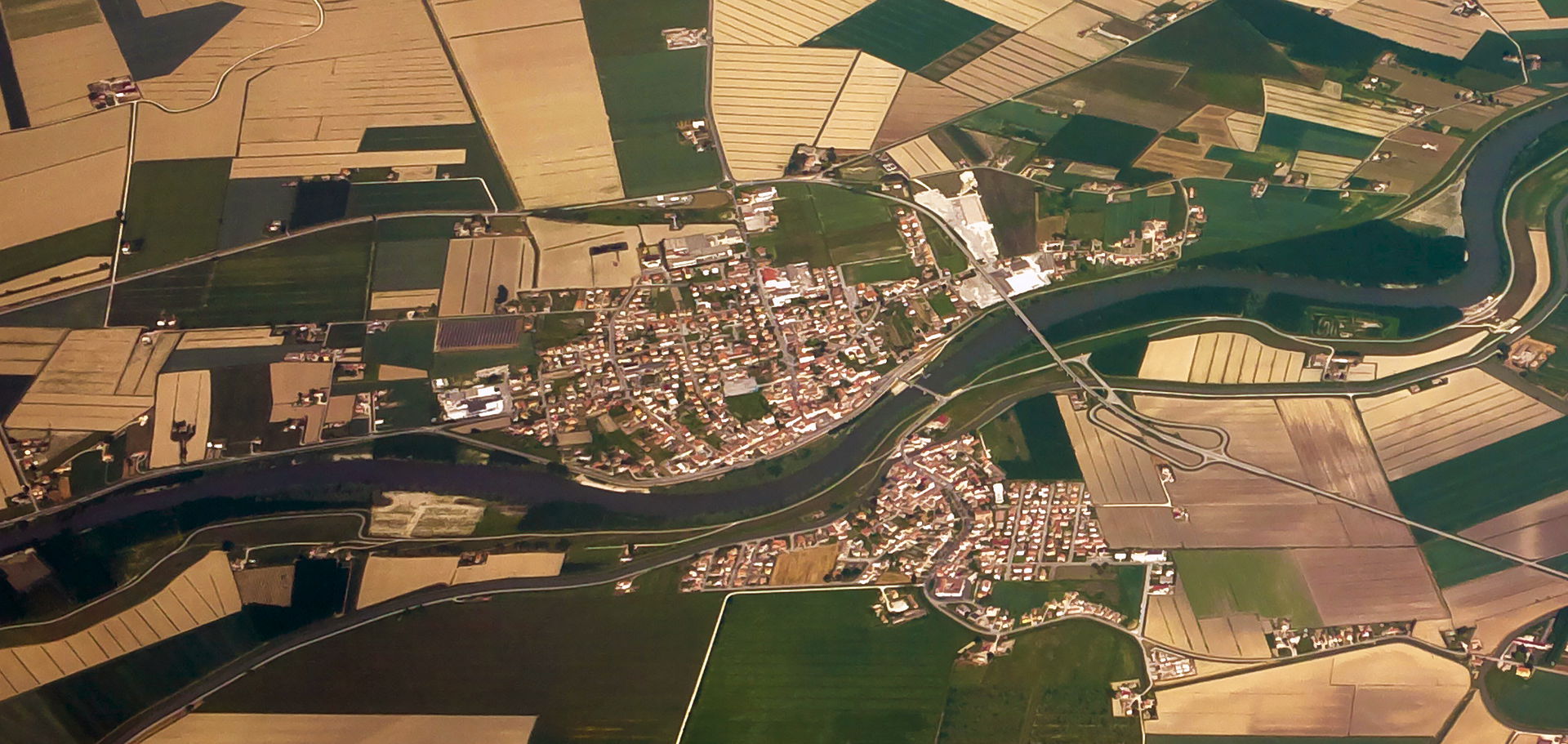 Aerial view of Ariano nel Polesine, Veneto, Italy.