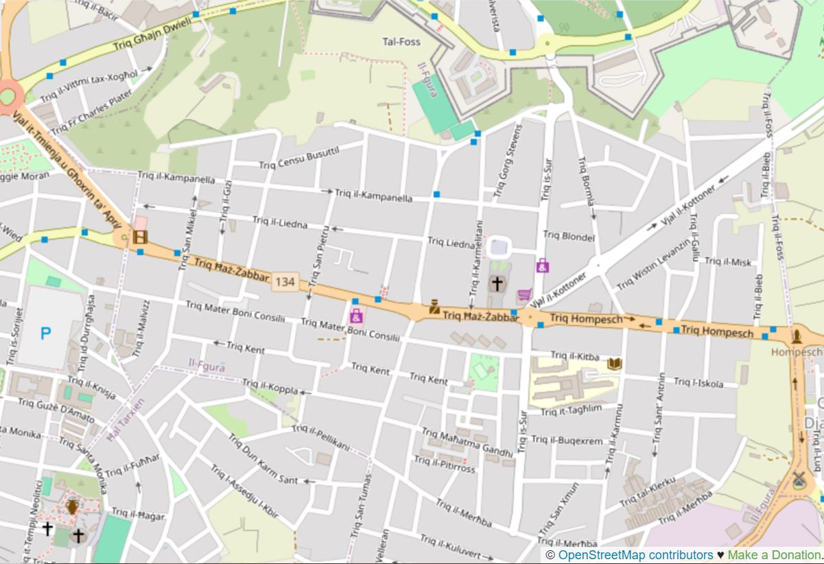 Map of Fgura in 2024 from Open Street Map