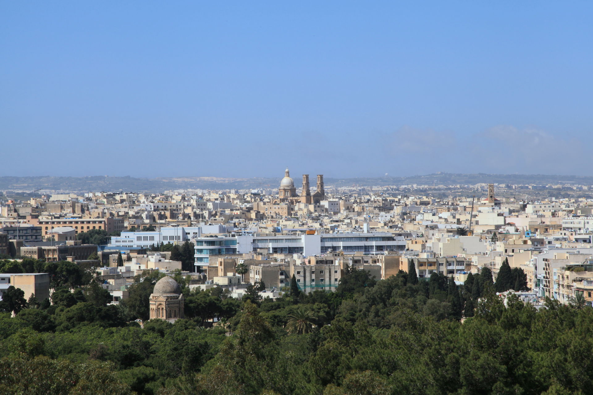 View from Argotti Botanic Gardens in Floriana to Pietà, Malta a…