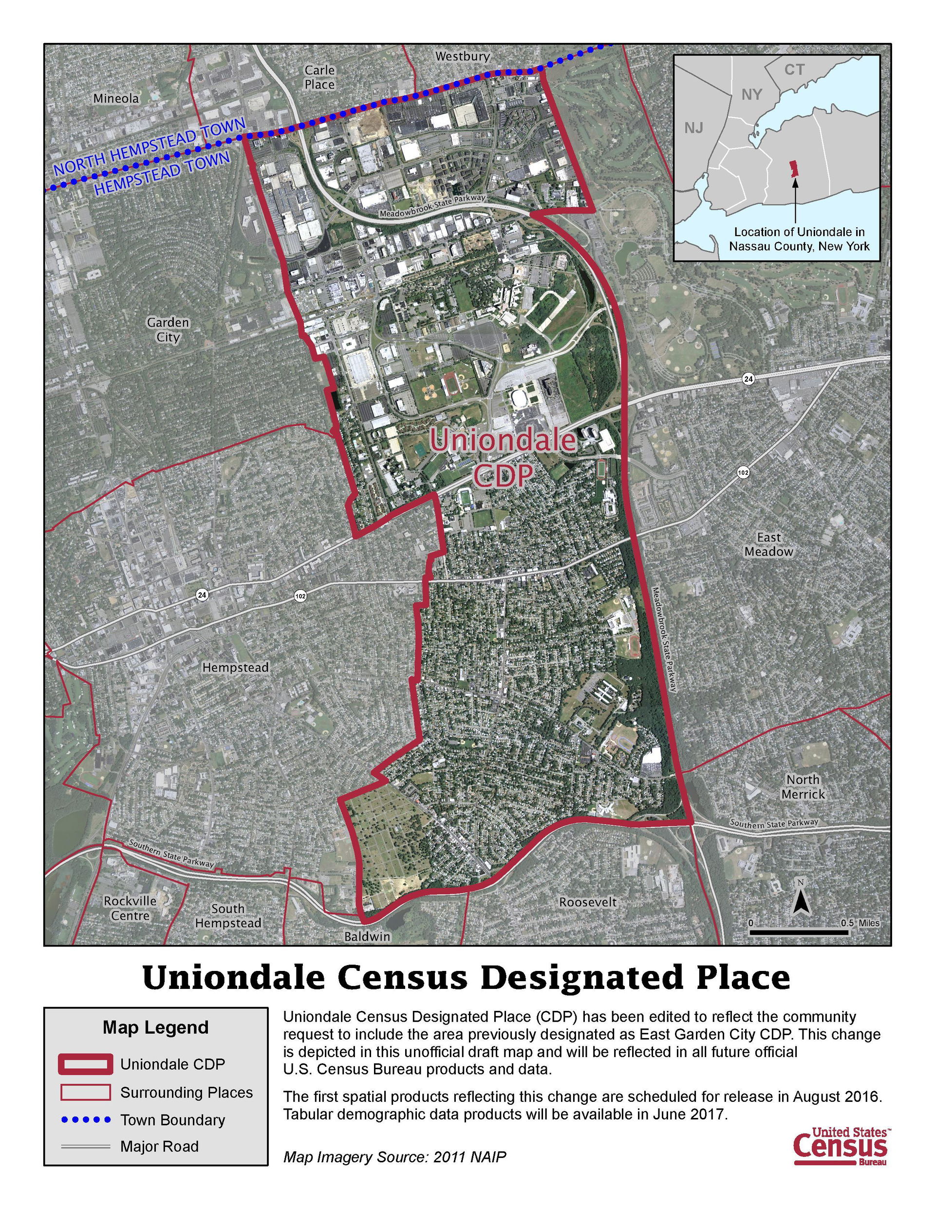 Updated Uniondale, N.Y. map including area formally mislabeled …