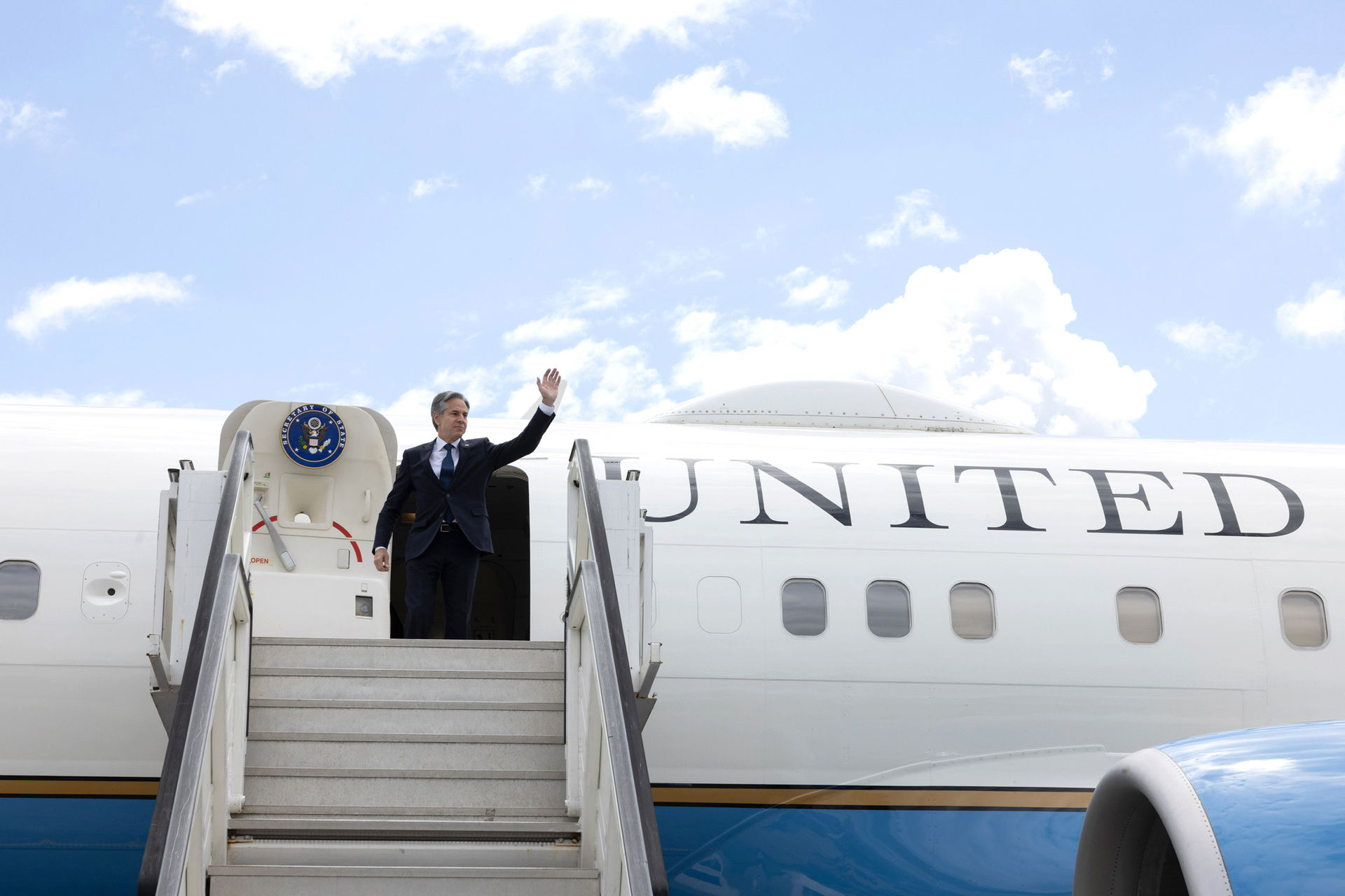 Secretary Antony J. Blinken arrives at Chisinau International A…